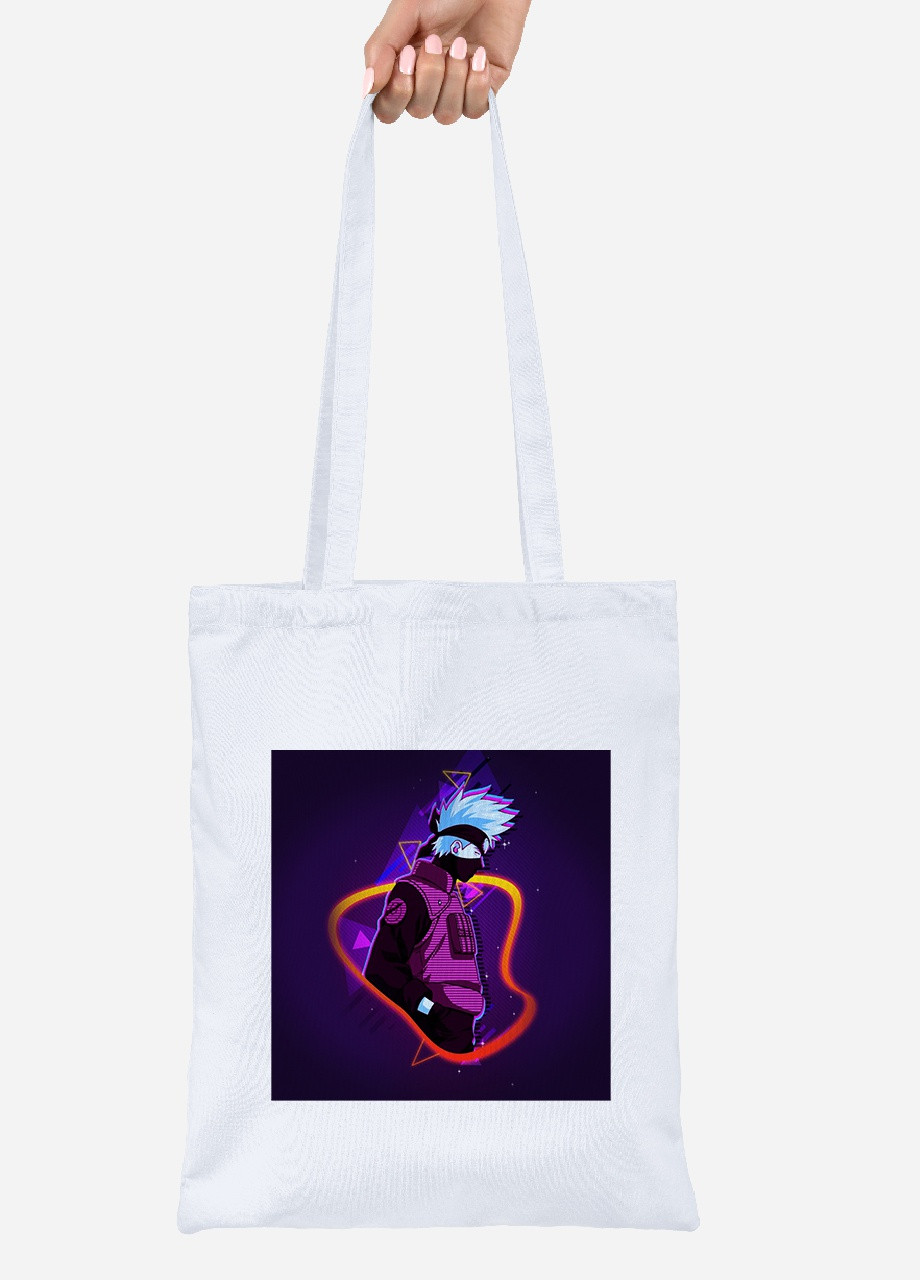 Еко-сумка шоппер Какаші Хатаке Наруто (Hatake Kakashi Naruto) (92102-3081) біла MobiPrint Lite (256921869)
