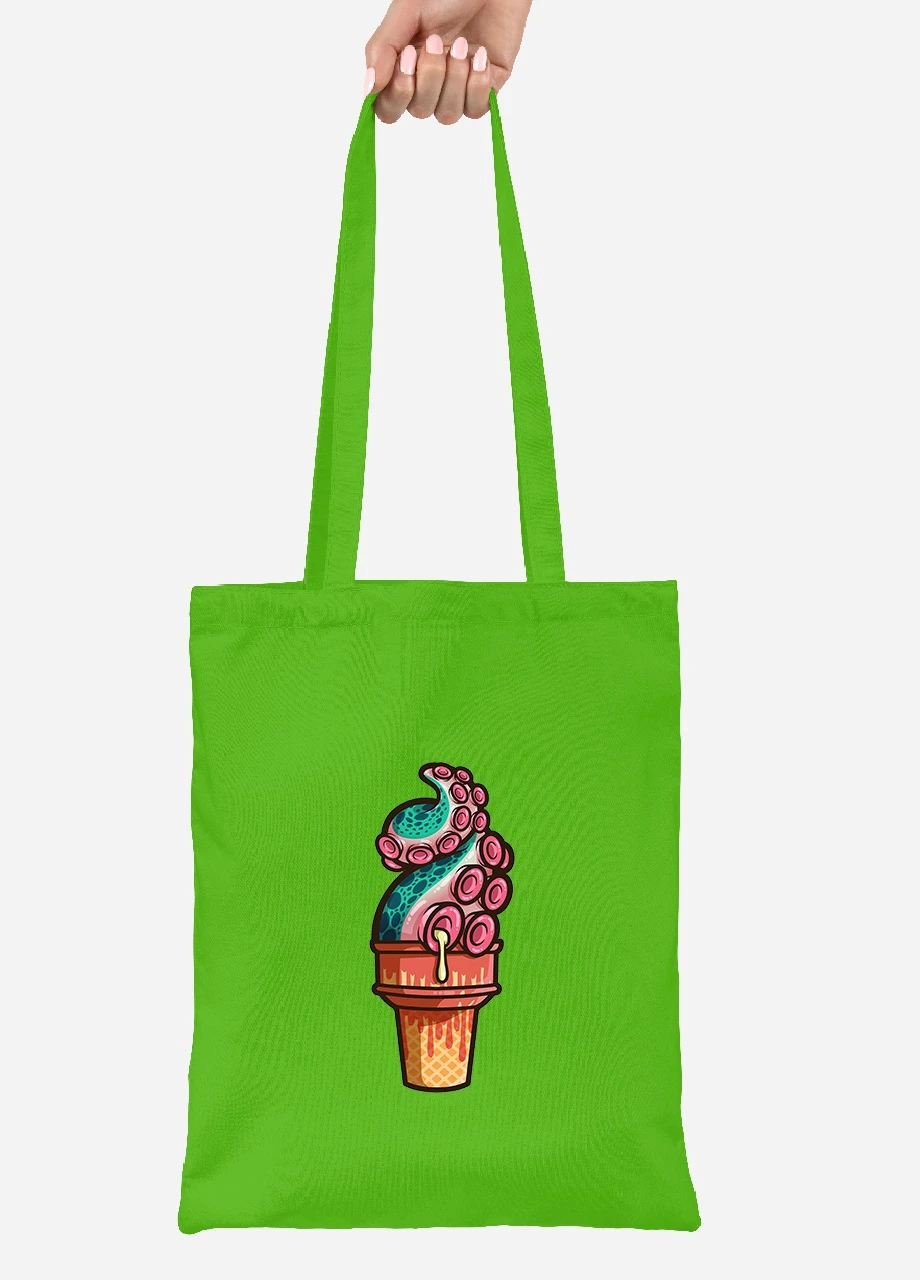Еко-сумка шоппер морожко восьминіг (92102-1491-LM) салатова MobiPrint Lite (256922091)