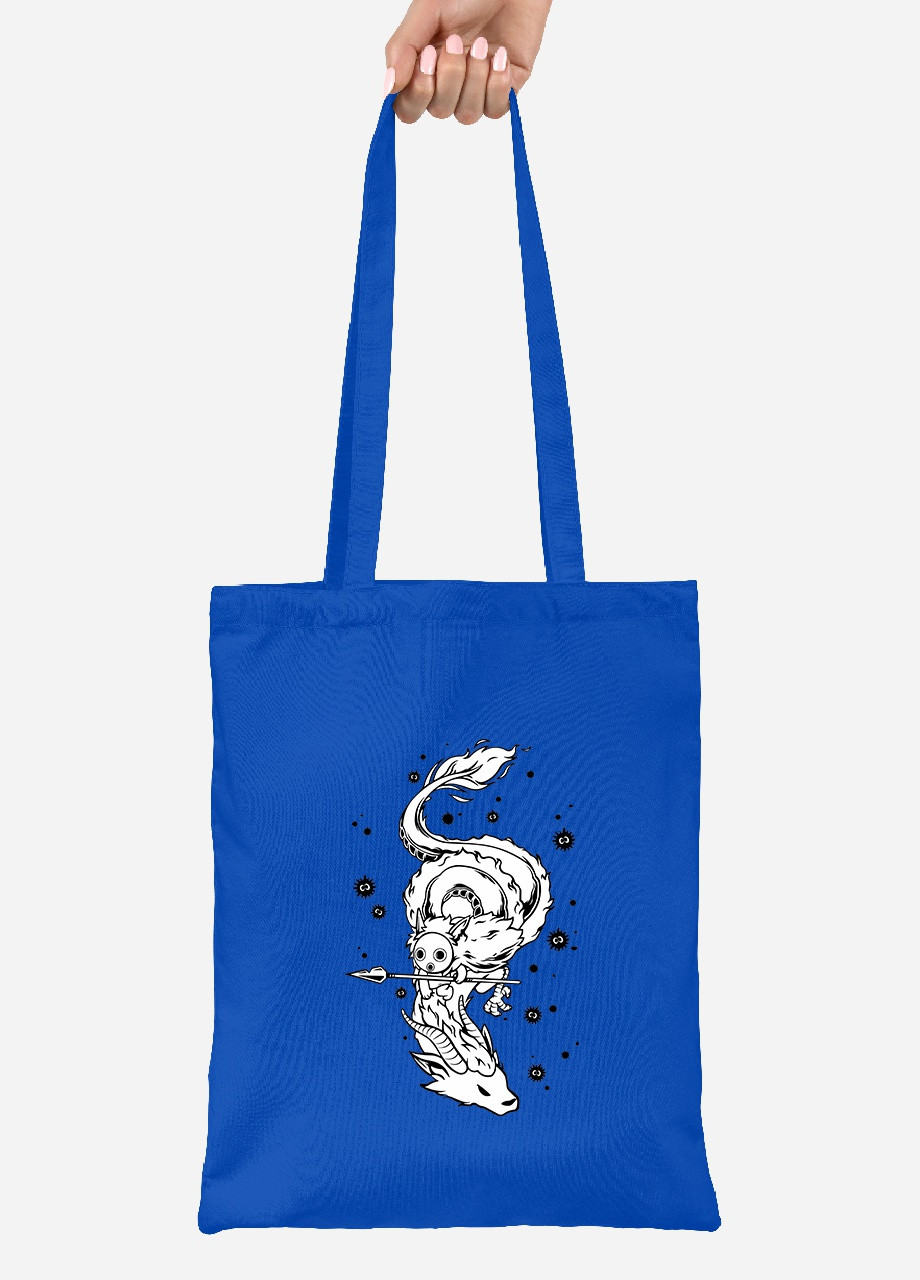Эко сумка шопер Хаку Унесённые призраками (Spirited Away) (92102-2833-SK) голубая MobiPrint lite (256920331)