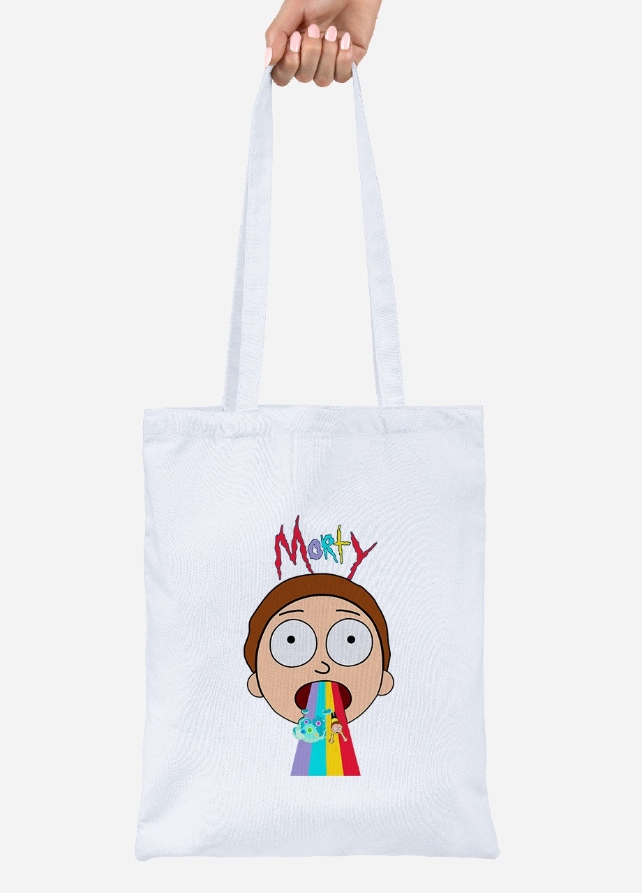 Еко-сумка шоппер Рік Санчез та Морті Сміт Рік та Морті (Rick and Morty) (92102-2946) біла MobiPrint Lite (256920600)