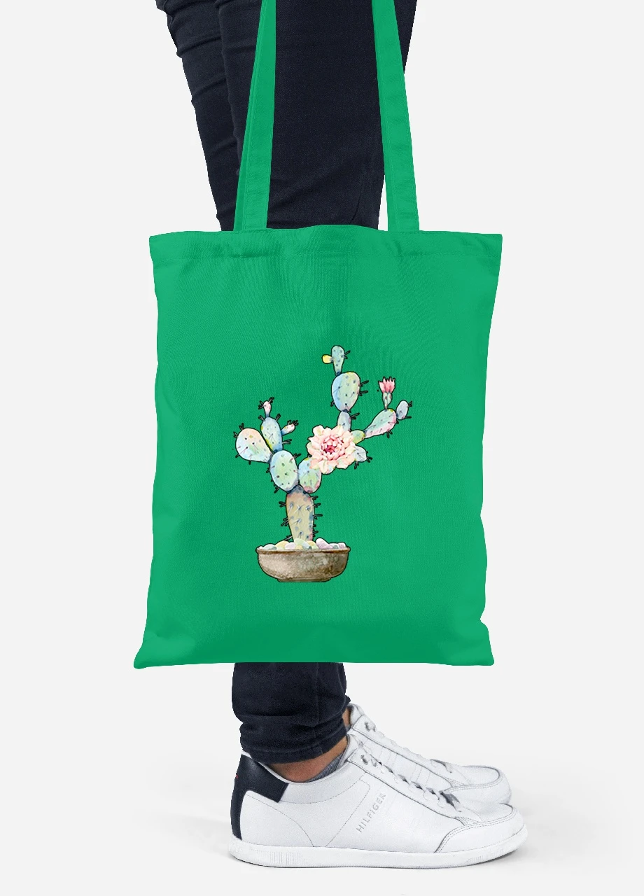 Еко-сумка шоппер Кактус (Cactus) (92102-1773-KG) зелена MobiPrint Lite (256923054)