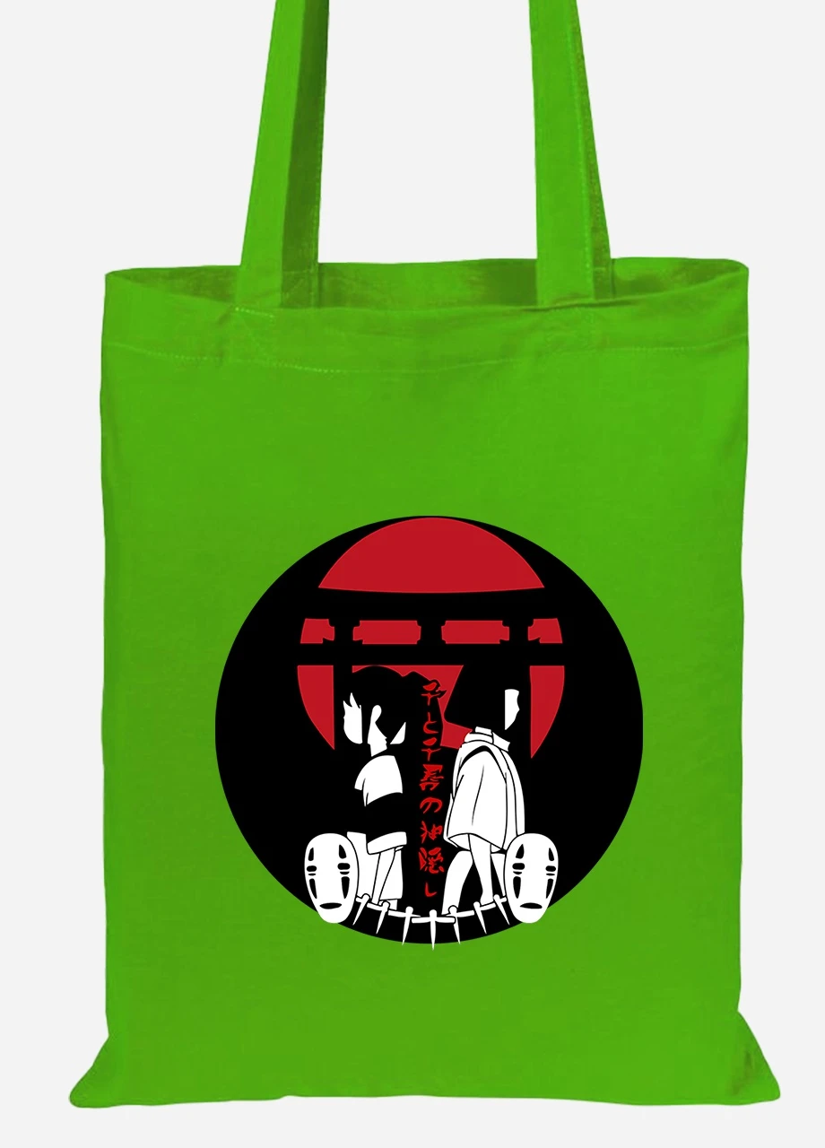 Эко сумка шопер Тихиро Огино Сэн и Хаку Унесённые призраками (Spirited Away) (92102-2649-LM) салатовая MobiPrint Lite (256923411)