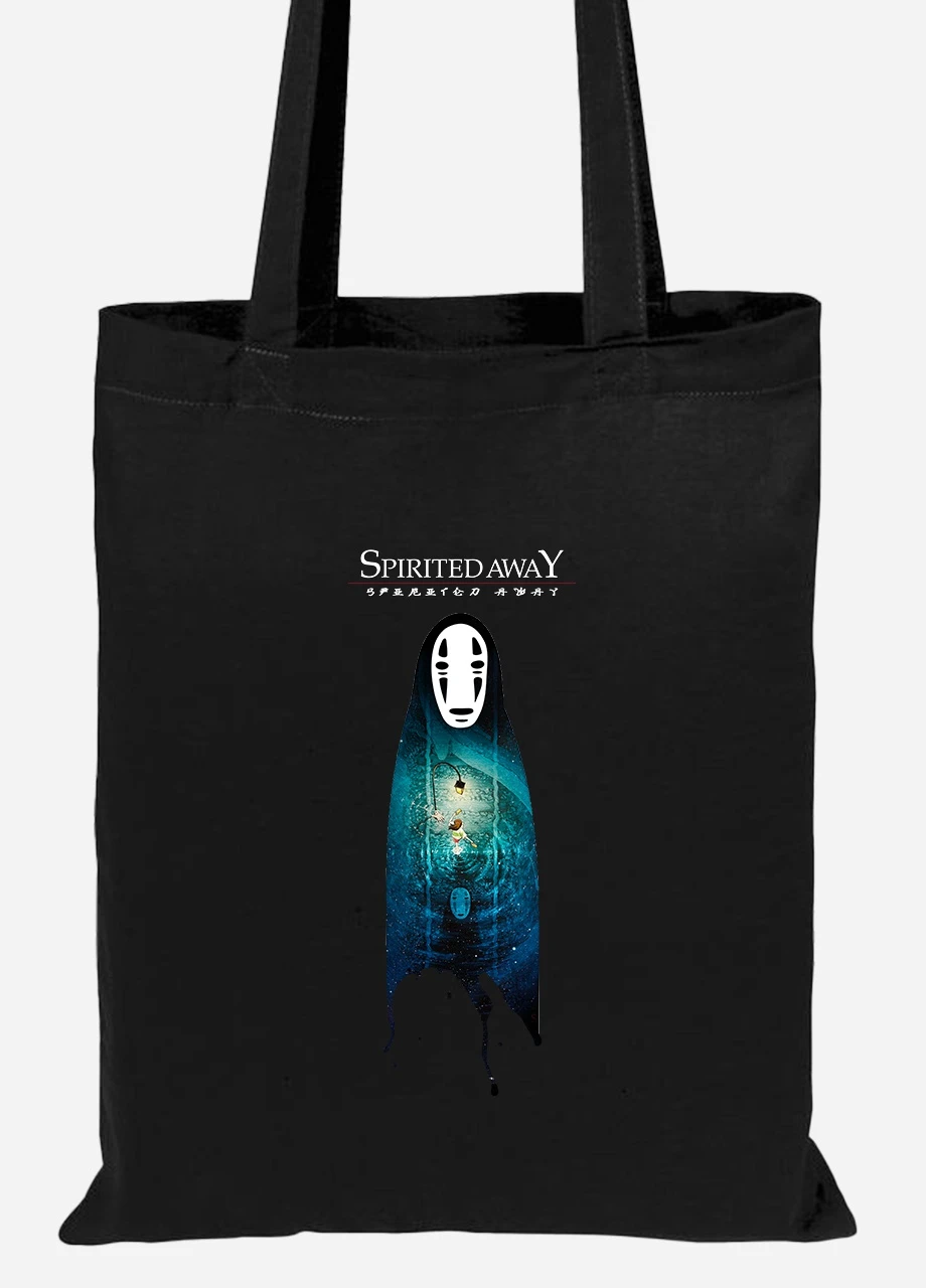 Еко-сумка шоппер Безликий Бог Каонасі Віднесені привидами (Spirited Away) (92102-2831-BK) чорна MobiPrint Lite (256920618)