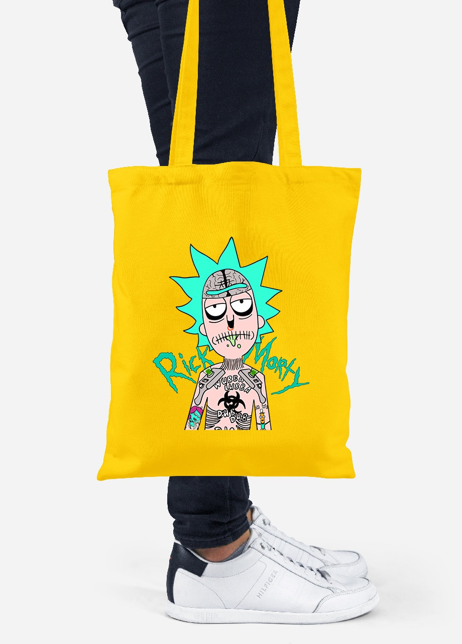 Еко-сумка шоппер Морті Сміт Рік та Морті (Morty Smith Rick and Morty) (92102-2930-SY) жовта MobiPrint Lite (256921197)