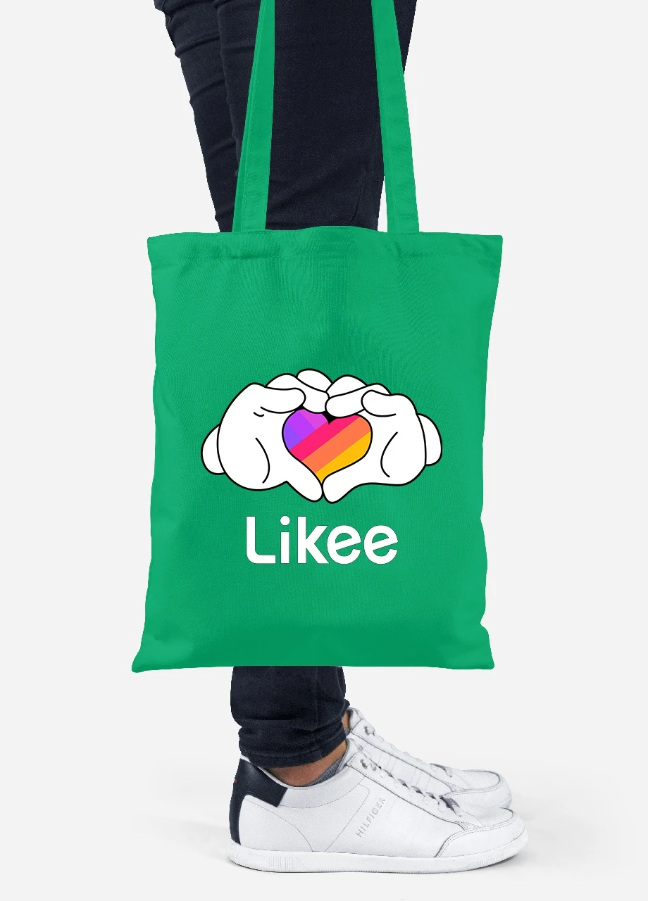 Еко-сумка шоппер Likee (92102-1711-KG) зелена MobiPrint Lite (256921335)