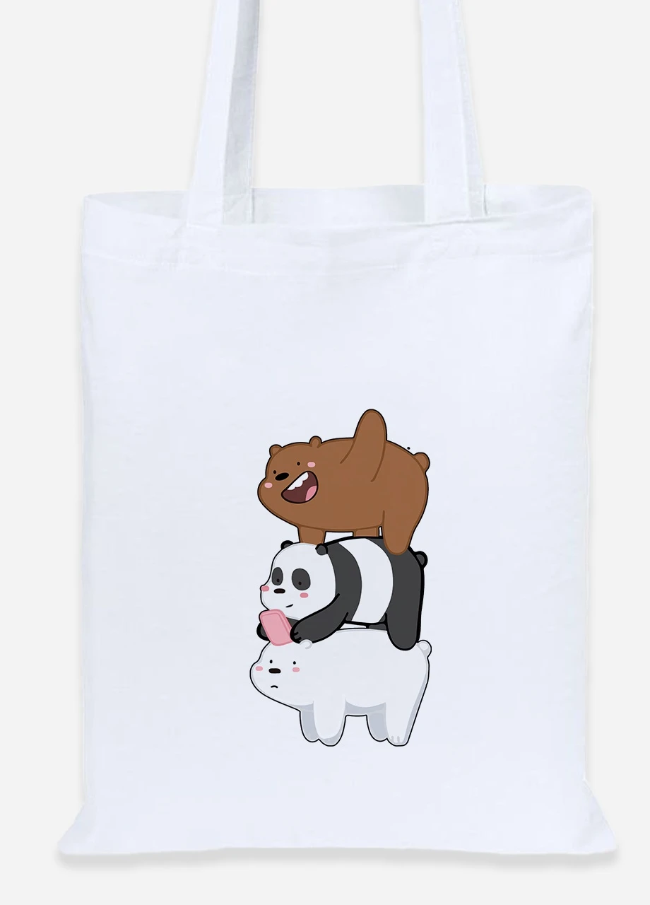 Еко-сумка шоппер Три ведмеді (We Bare bears) (92102-2643) біла MobiPrint Lite (256922711)