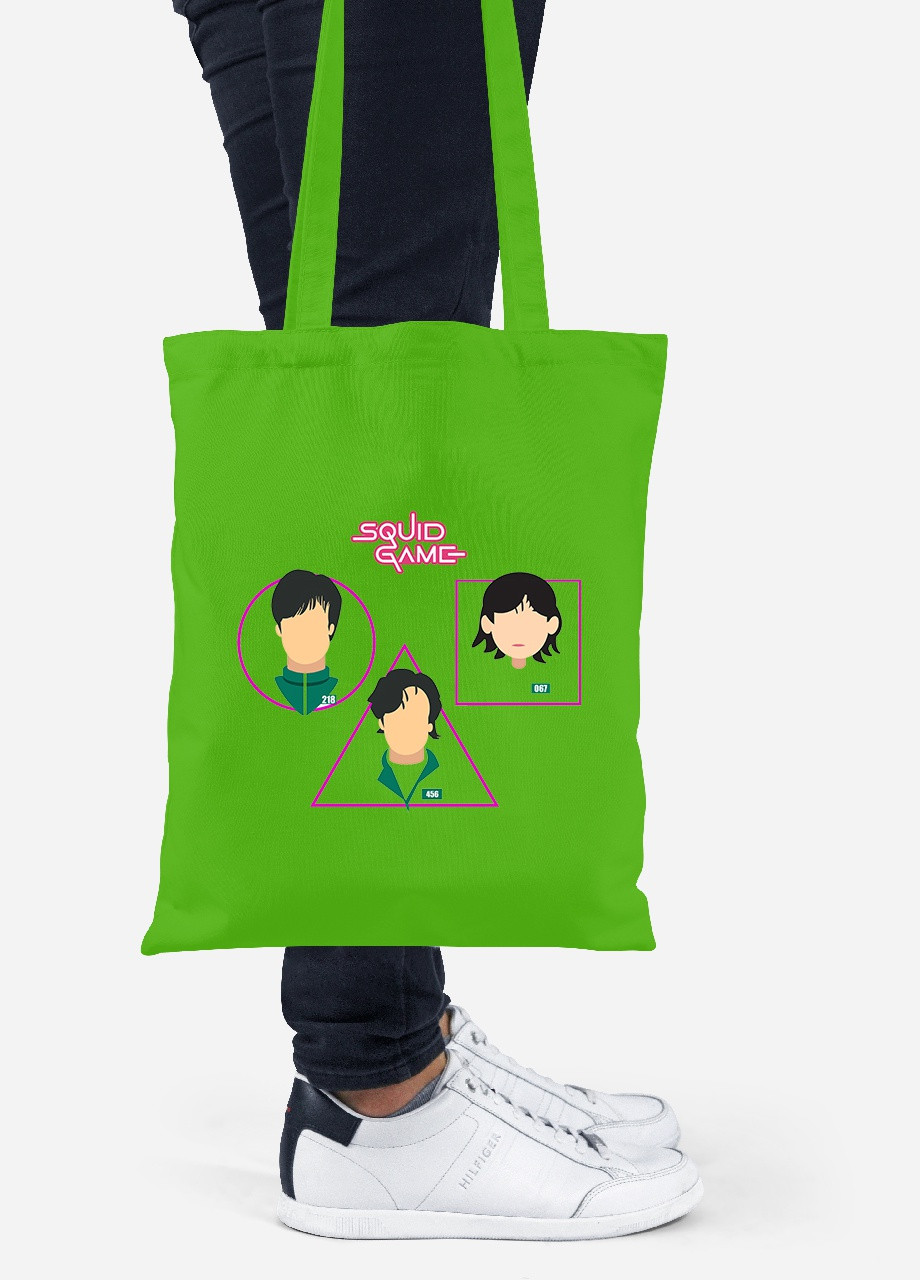 Эко сумка шопер Игра в кальмара (Squid Game) (92102-3352-LM) салатовая MobiPrint Lite (256924781)