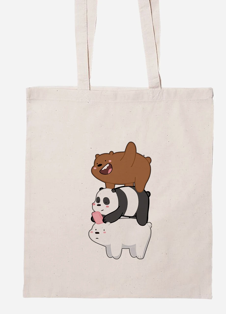 Эко сумка шопер Три медведя (We Bare bears) (92102-2643-BG) бежевая MobiPrint Lite (256924061)
