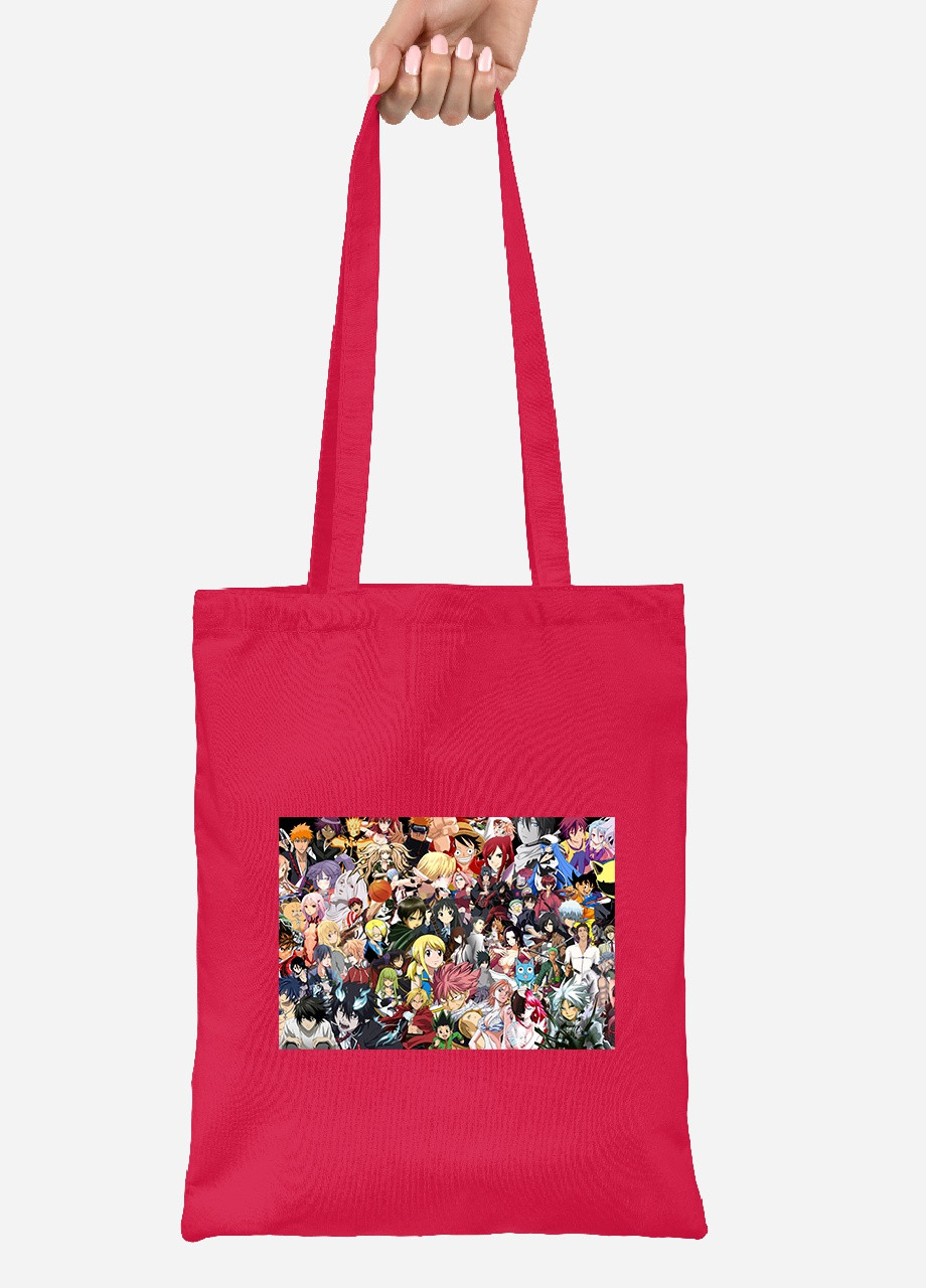 Эко сумка шопер Аниме (Anime) (92102-3089-RD) красная MobiPrint lite (256920184)
