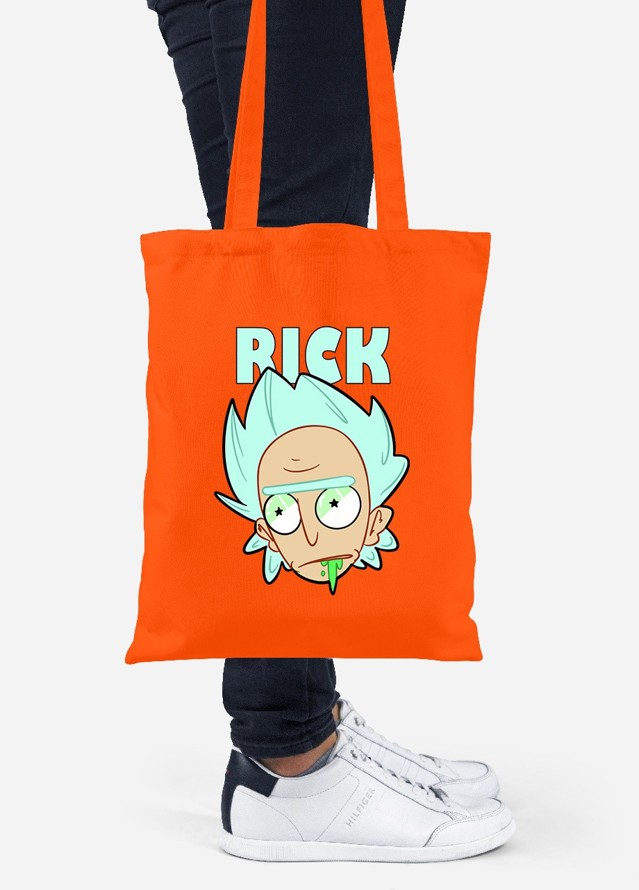 Эко сумка шопер Рик Санчез и Бендер Рик и Морти (Bender Rick and Morty) (92102-2942-OG) оранжевая MobiPrint Lite (256920262)