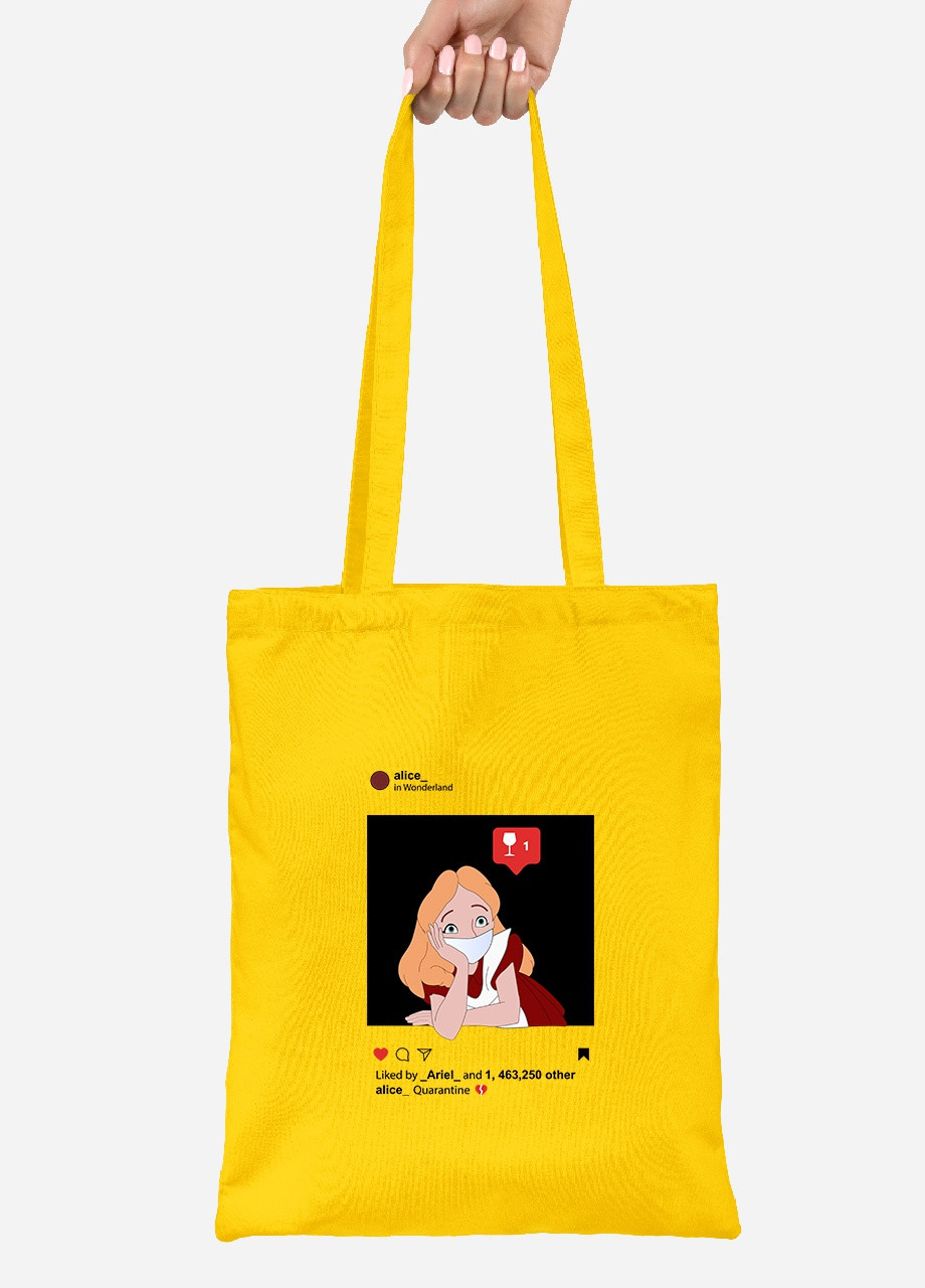 Еко-сумка шоппер Дісней Алісав масці (92102-1419-SY) жовта MobiPrint Lite (256923450)