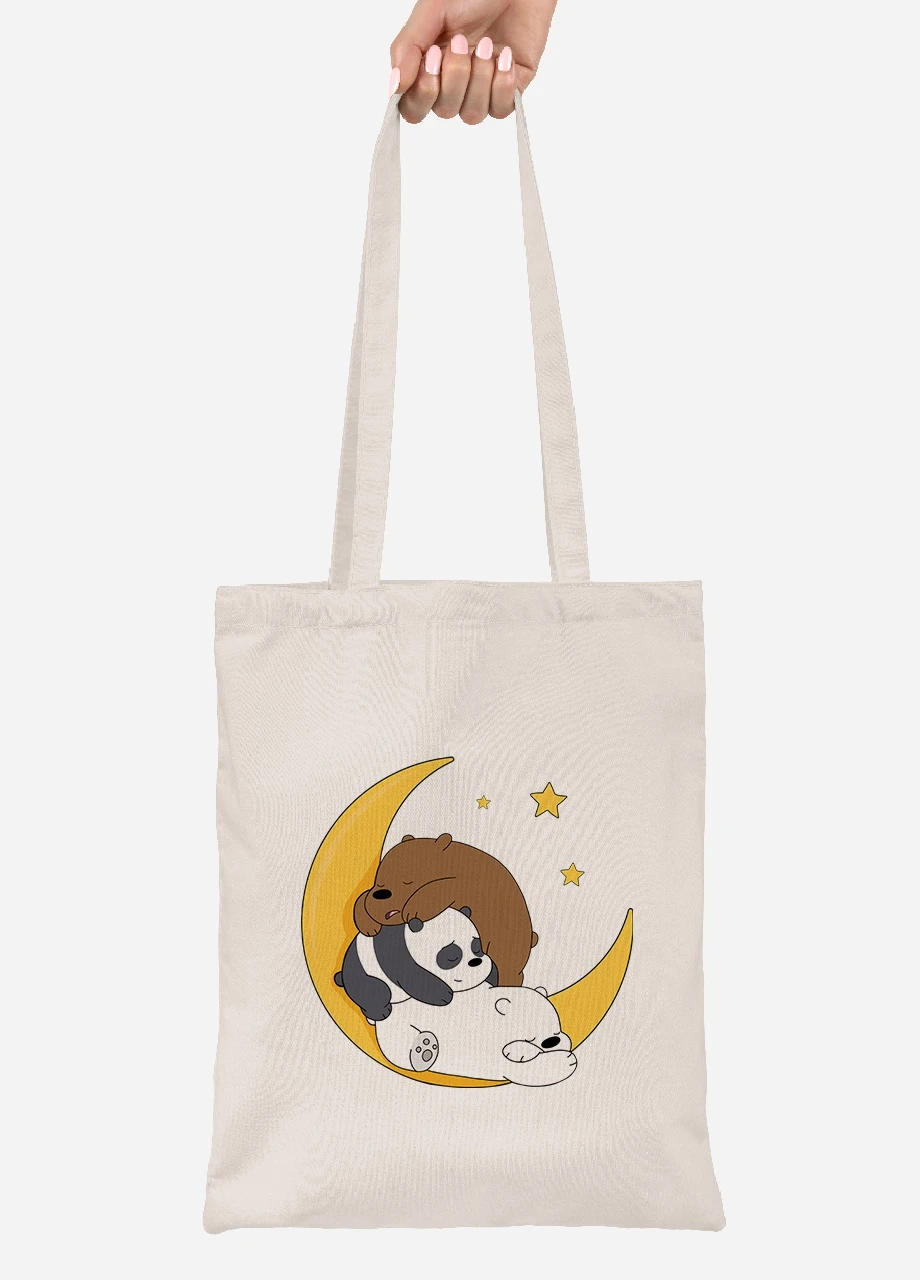 Эко сумка шопер Вся правда о медведях (We Bare Bears) (92102-2894-BG) бежевая MobiPrint Lite (256920590)