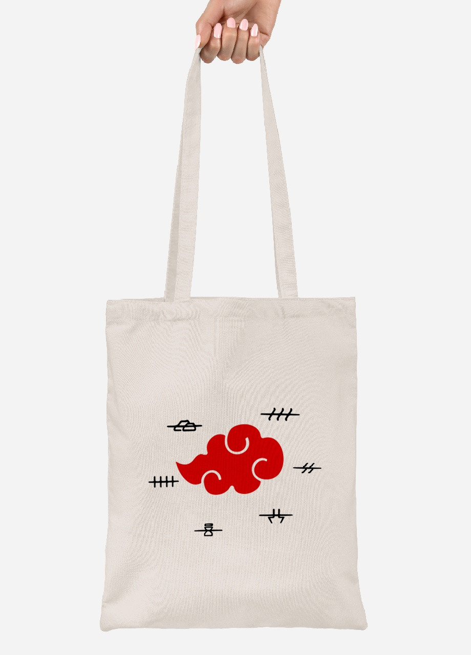 Еко-сумка шоппер Хмара Акацукі Наруто (Akatsuki Naruto) (92102-3044-BG) бежева MobiPrint Lite (256923732)