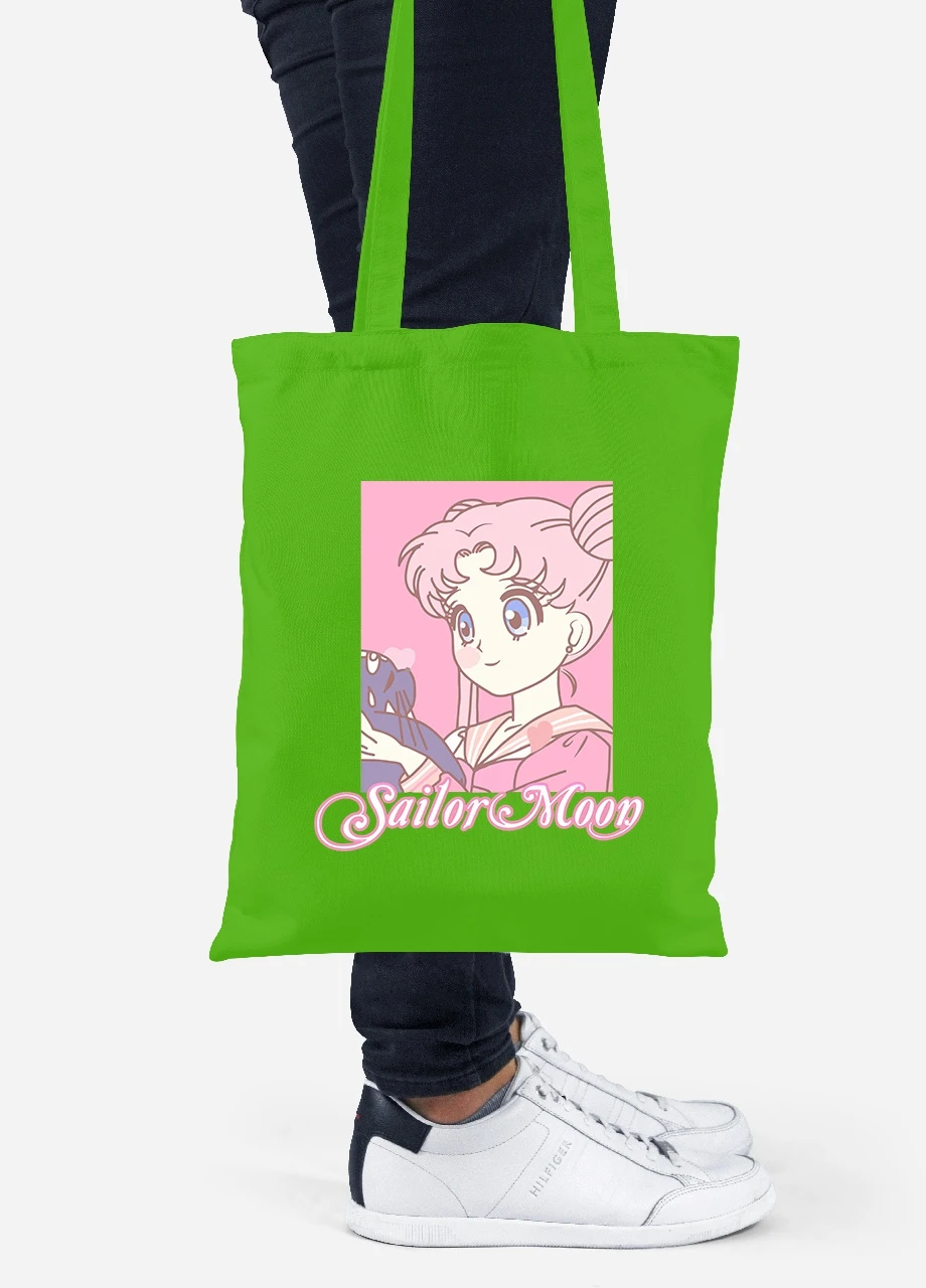 Эко сумка шопер Сейлор Мун (Sailor Moon) (92102-2914-LM) салатовая MobiPrint Lite (256924403)