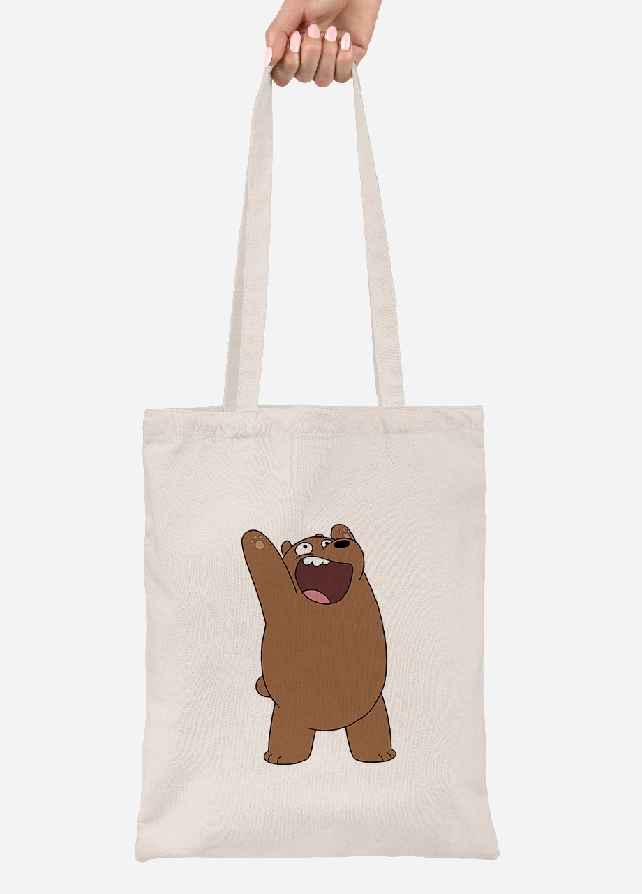 Эко сумка шопер Гризли (Grizzly) (92102-1777-BG) бежевая MobiPrint Lite (256923722)