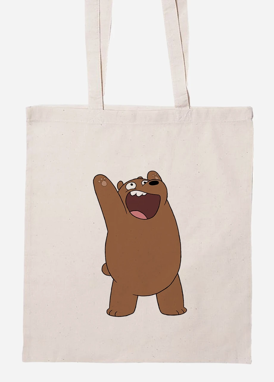 Эко сумка шопер Гризли (Grizzly) (92102-1777-BG) бежевая MobiPrint Lite (256923722)