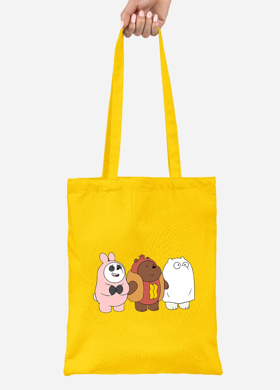Еко-сумка шоппер Вся правда про ведмедів (We Bare Bears) (92102-2905-SY) жовта MobiPrint Lite (256923261)