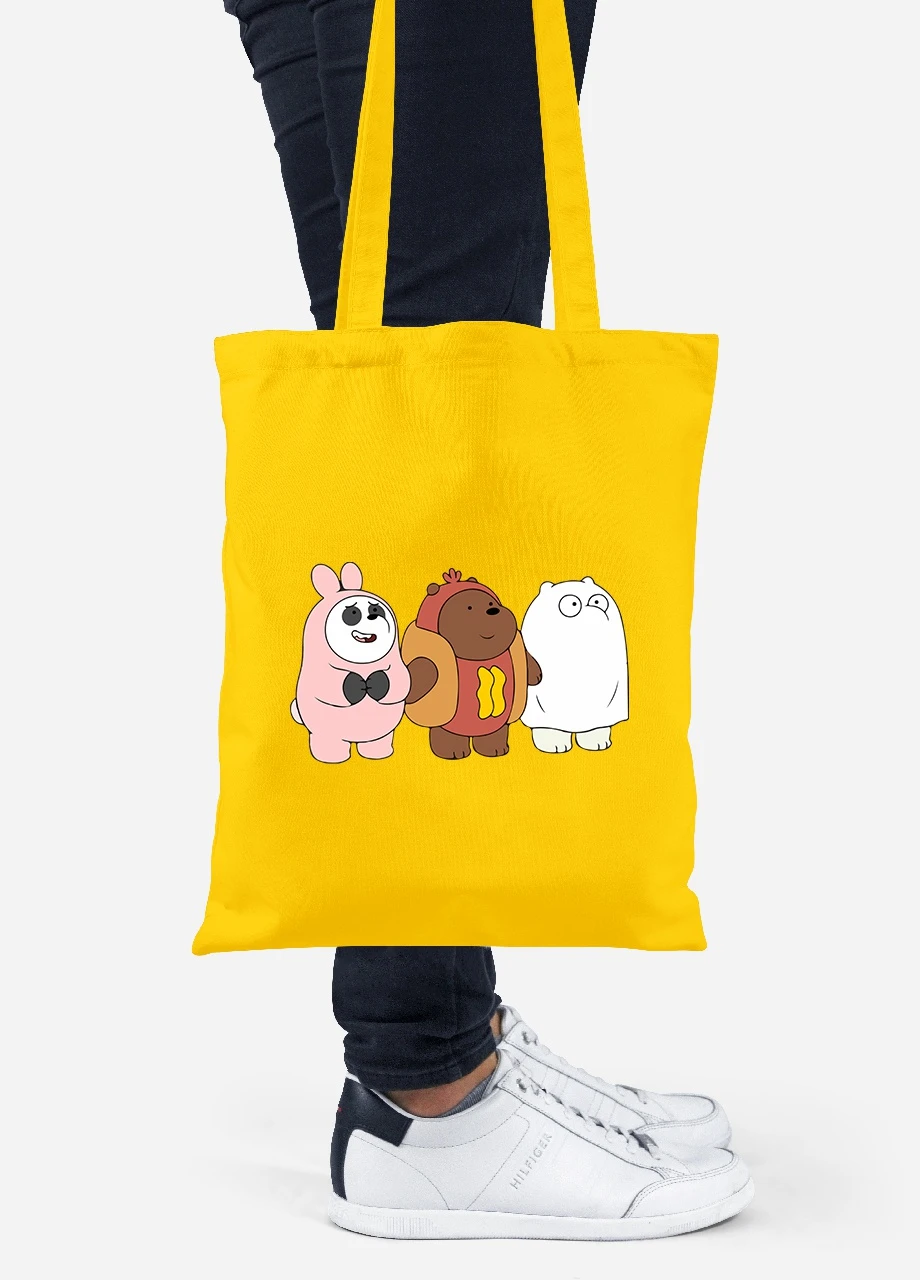 Еко-сумка шоппер Вся правда про ведмедів (We Bare Bears) (92102-2905-SY) жовта MobiPrint Lite (256923261)