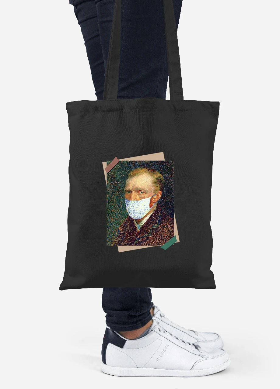 Еко-сумка шоппер ван Гог (92102-1415-BK) чорна MobiPrint Lite (256920631)