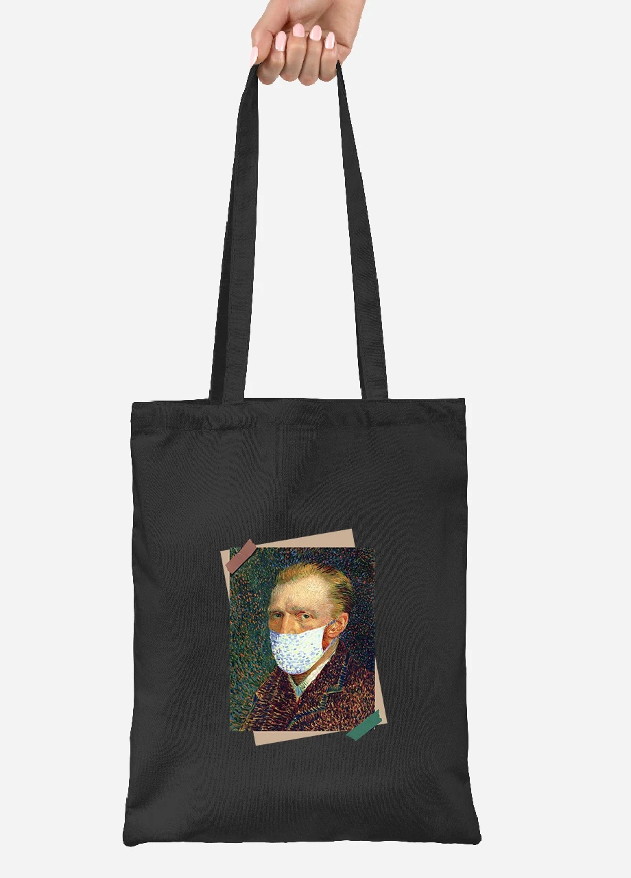 Еко-сумка шоппер ван Гог (92102-1415-BK) чорна MobiPrint Lite (256920631)