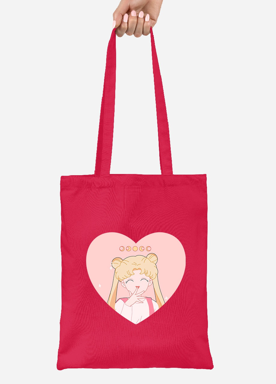 Эко сумка шопер Луна Кошки Сейлор Мун (anime Sailor Moon Cats) (92102-2922-RD) красная MobiPrint lite (256920957)