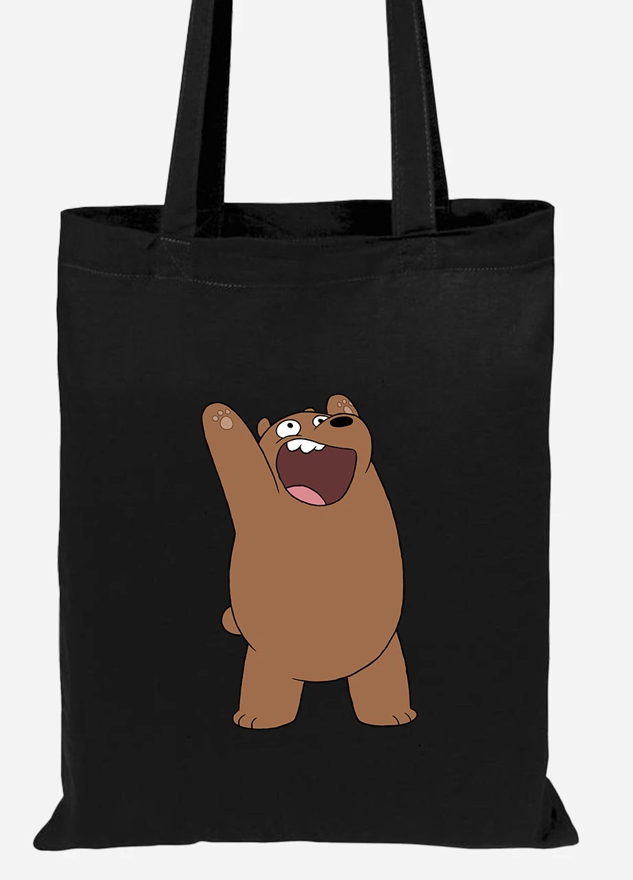 Еко-сумка шоппер Грізлі (Grizzly) (92102-1777-BK) чорна MobiPrint Lite (256921207)