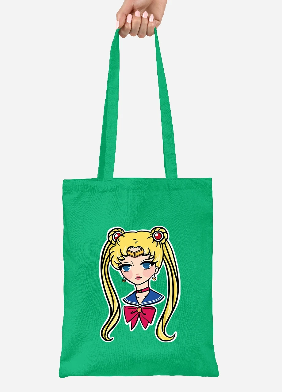 Эко сумка шопер Сейлор Мун (Sailor Moon) (92102-2926-KG) зеленая MobiPrint Lite (256924514)