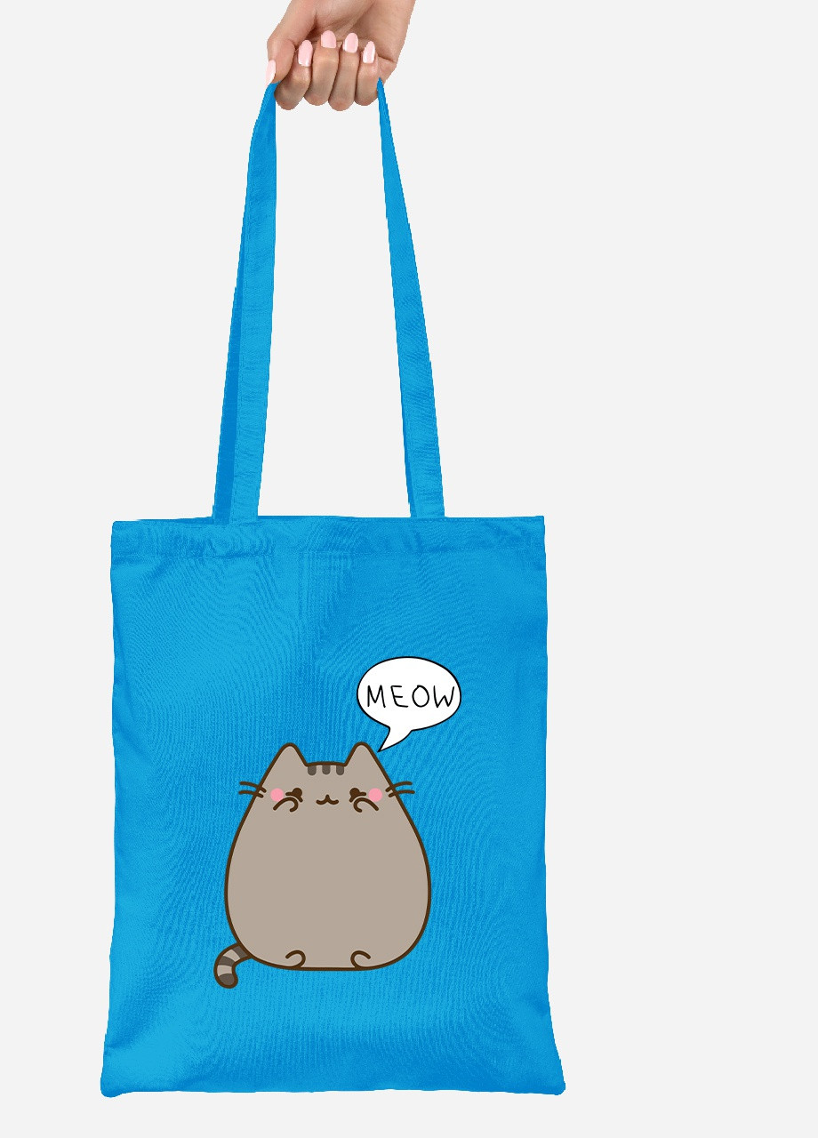 Еко-сумка шоппер Кіт Пушин (Pusheen Cat) (92102-2853-BL) синя MobiPrint Lite (256922102)
