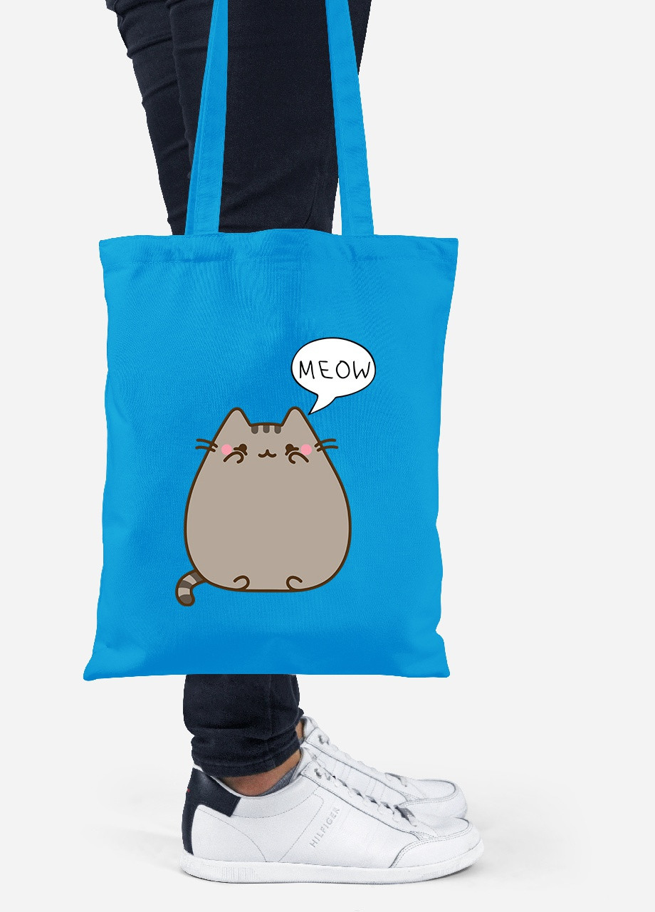 Еко-сумка шоппер Кіт Пушин (Pusheen Cat) (92102-2853-BL) синя MobiPrint Lite (256922102)
