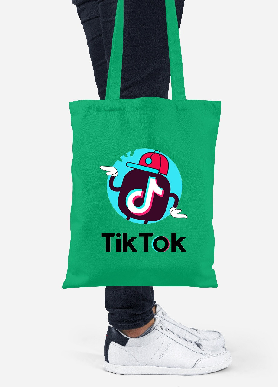 Еко-сумка шоппер Tik Tok (92102-1712-KG) зелена MobiPrint lite (256922302)