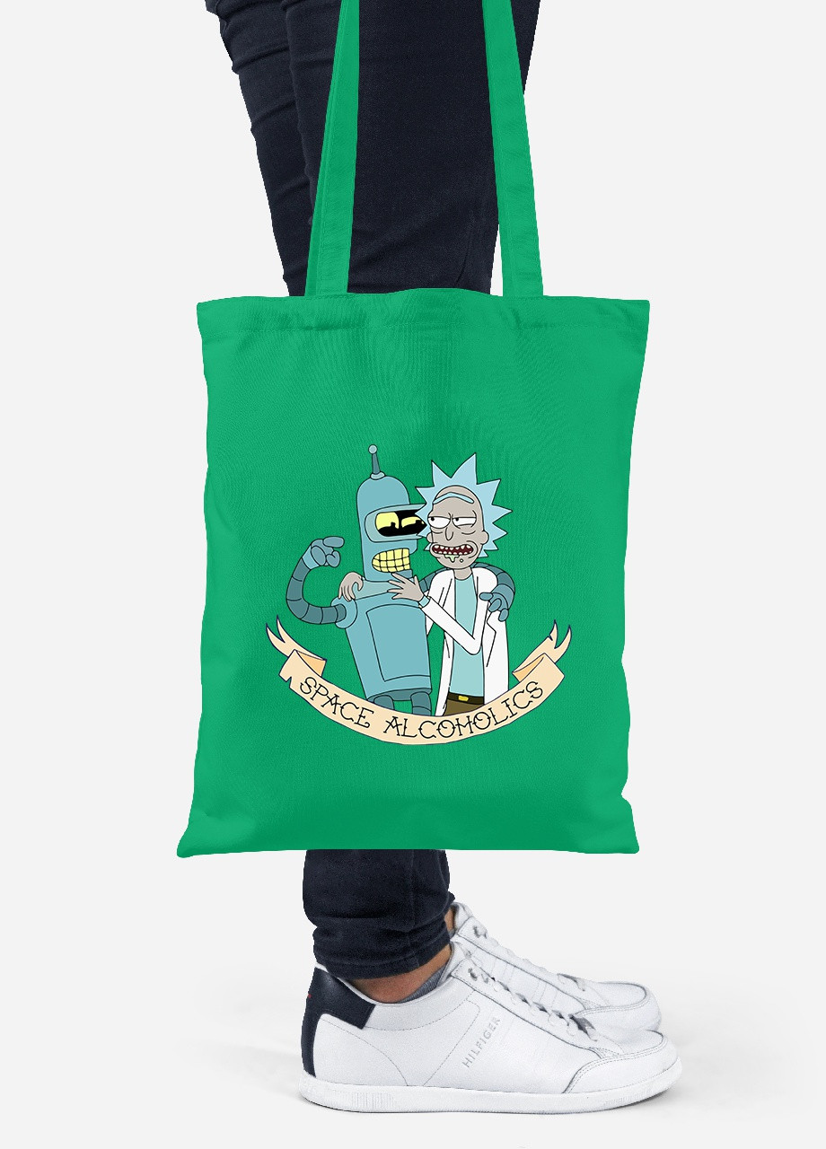 Еко-сумка шоппер Рік Санчез Рік та Морті (Rick Sanchez Rick and Morty) (92102-2943-KG) зелена MobiPrint Lite (256924121)