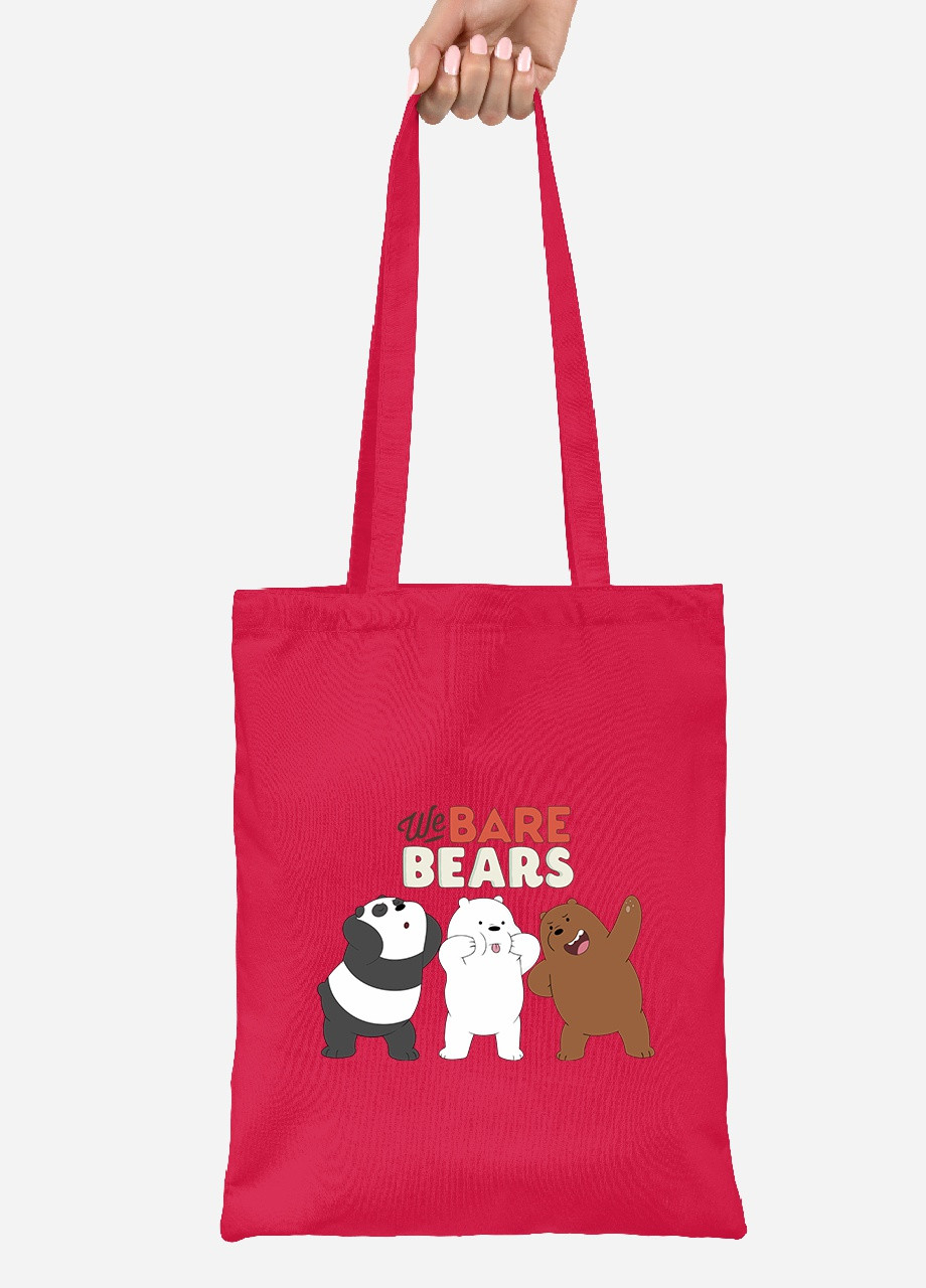 Эко сумка шопер Вся правда о медведях (We Bare Bears) (92102-2667-RD) красная MobiPrint Lite (256923160)