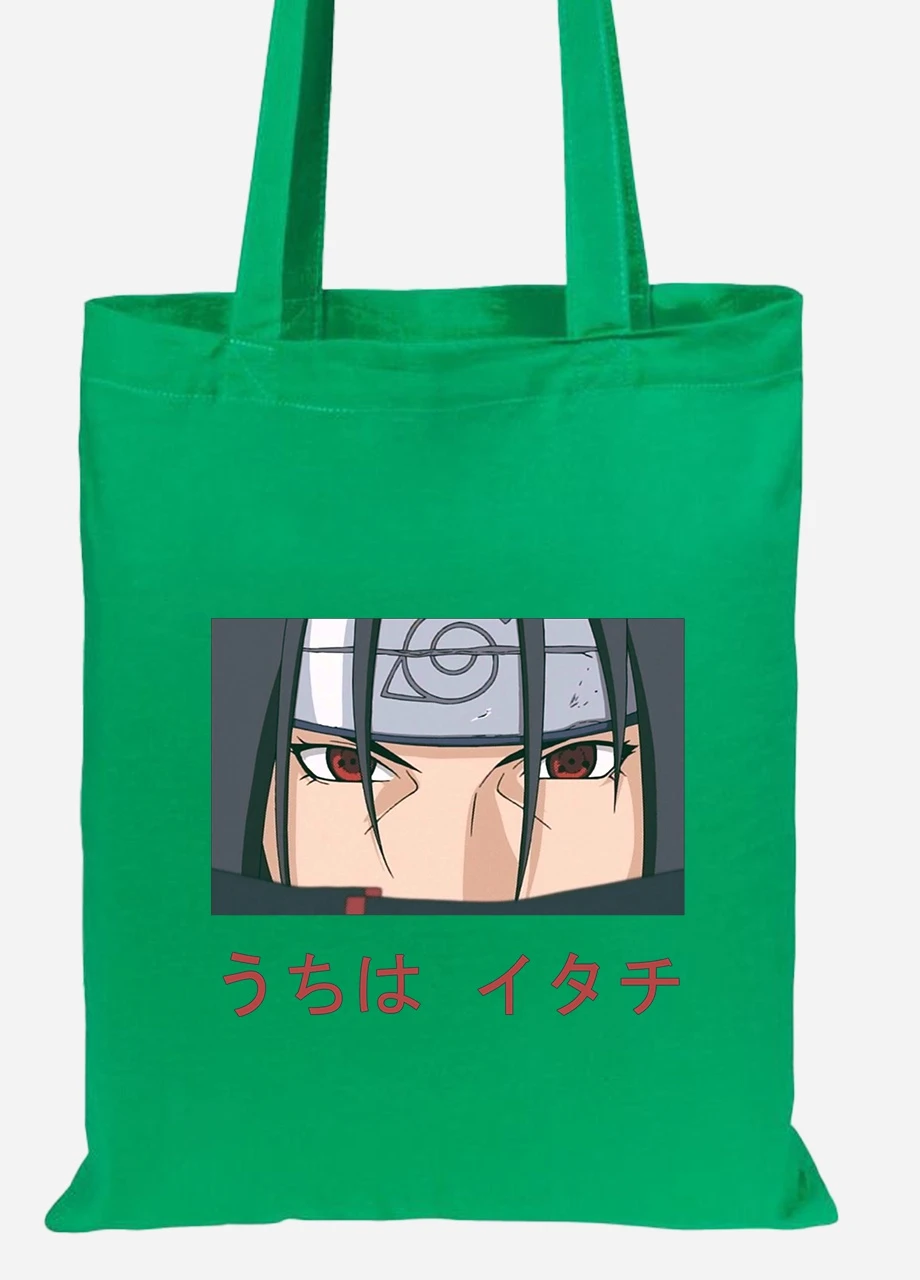 Эко сумка шопер Итачи Учиха (Itachi Uchiha) (92102-3046-KG) зеленая MobiPrint Lite (256921052)