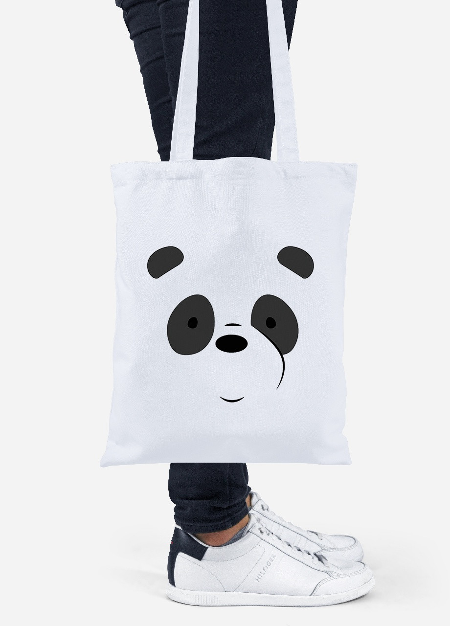 Еко-сумка шоппер Панда Вся правда про ведмедів (We Bare Bears) (92102-2661) біла MobiPrint Lite (256923928)