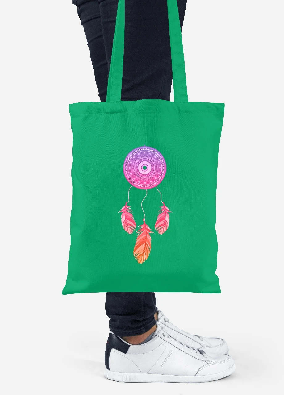 Еко-сумка шоппер Ловець Снов (Dreamcatcher) (92102-2855-KG) зелена MobiPrint Lite (256921147)