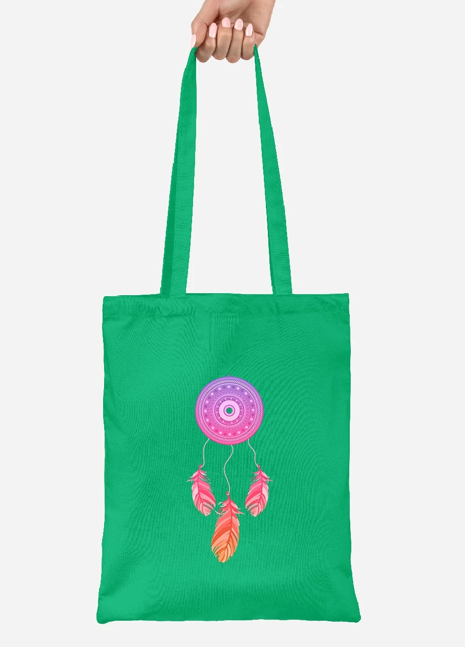 Еко-сумка шоппер Ловець Снов (Dreamcatcher) (92102-2855-KG) зелена MobiPrint Lite (256921147)