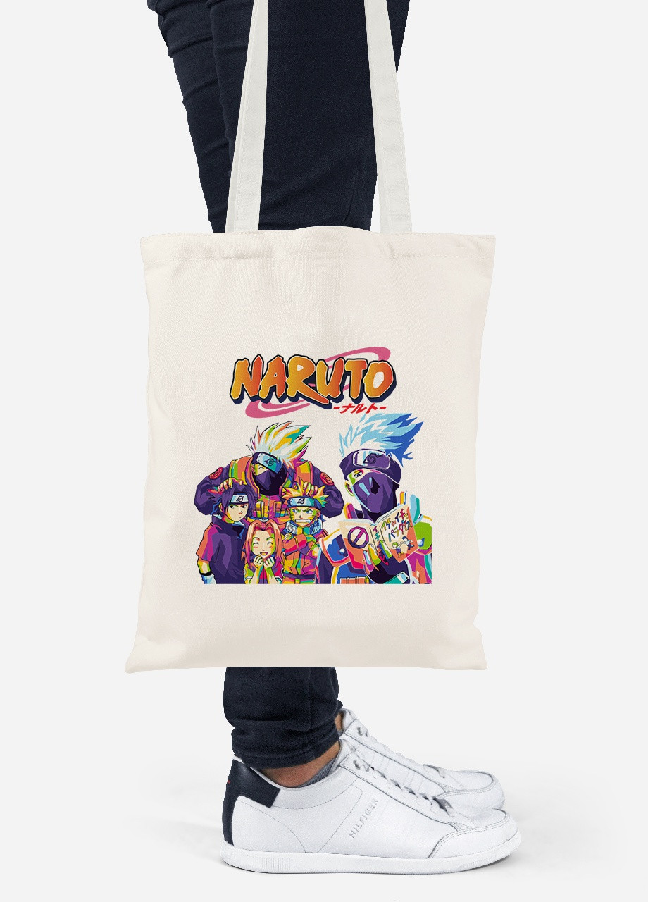 Эко сумка шопер Наруто (Naruto) (92102-3336-BG) бежевая MobiPrint Lite (256921527)