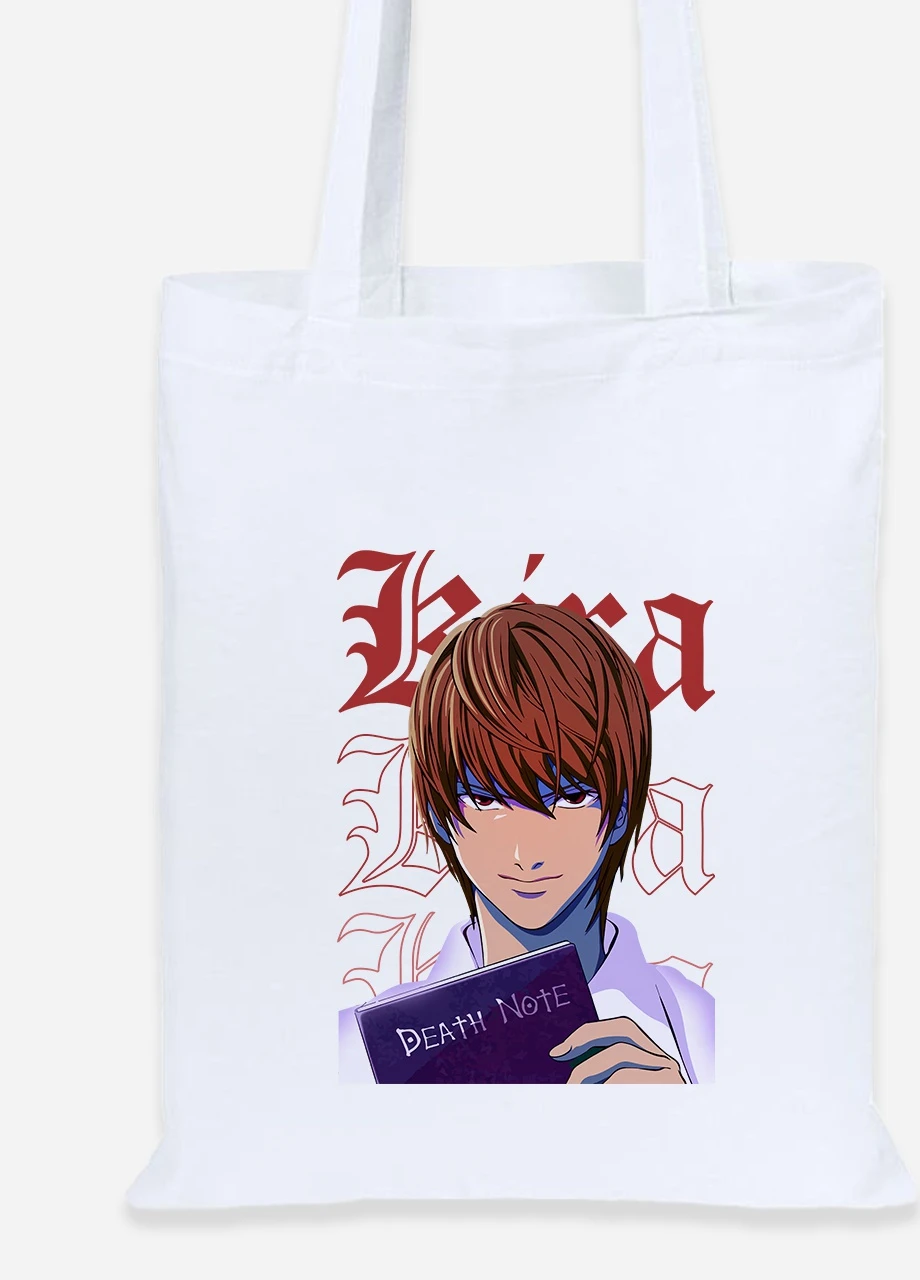 Еко-сумка шоппер Кіра Зошит смерті (Kira Death Note) (92102-2823) біла MobiPrint Lite (256920391)