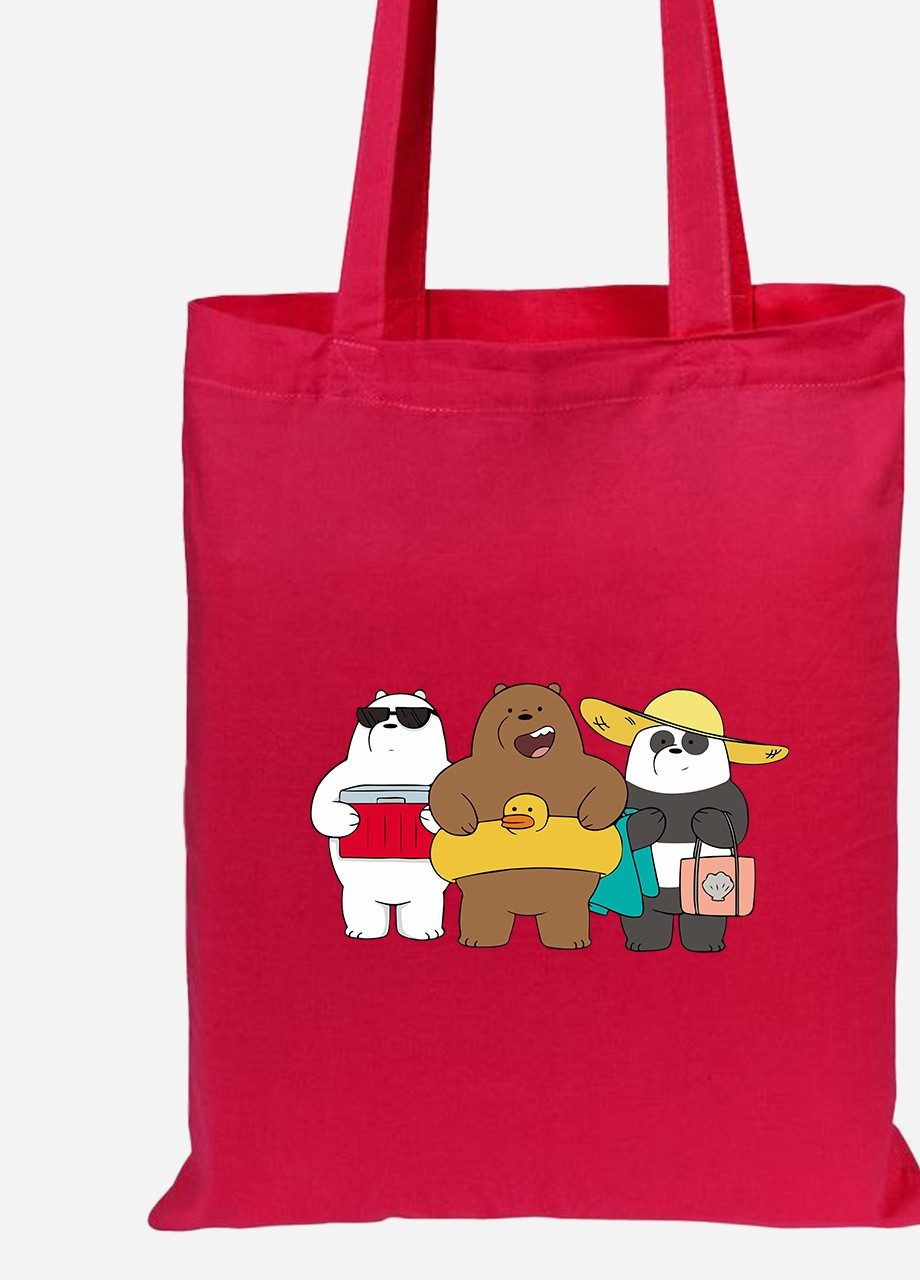 Эко сумка шопер Вся правда о медведях (We Bare Bears) (92102-2893-RD) красная MobiPrint lite (256920791)