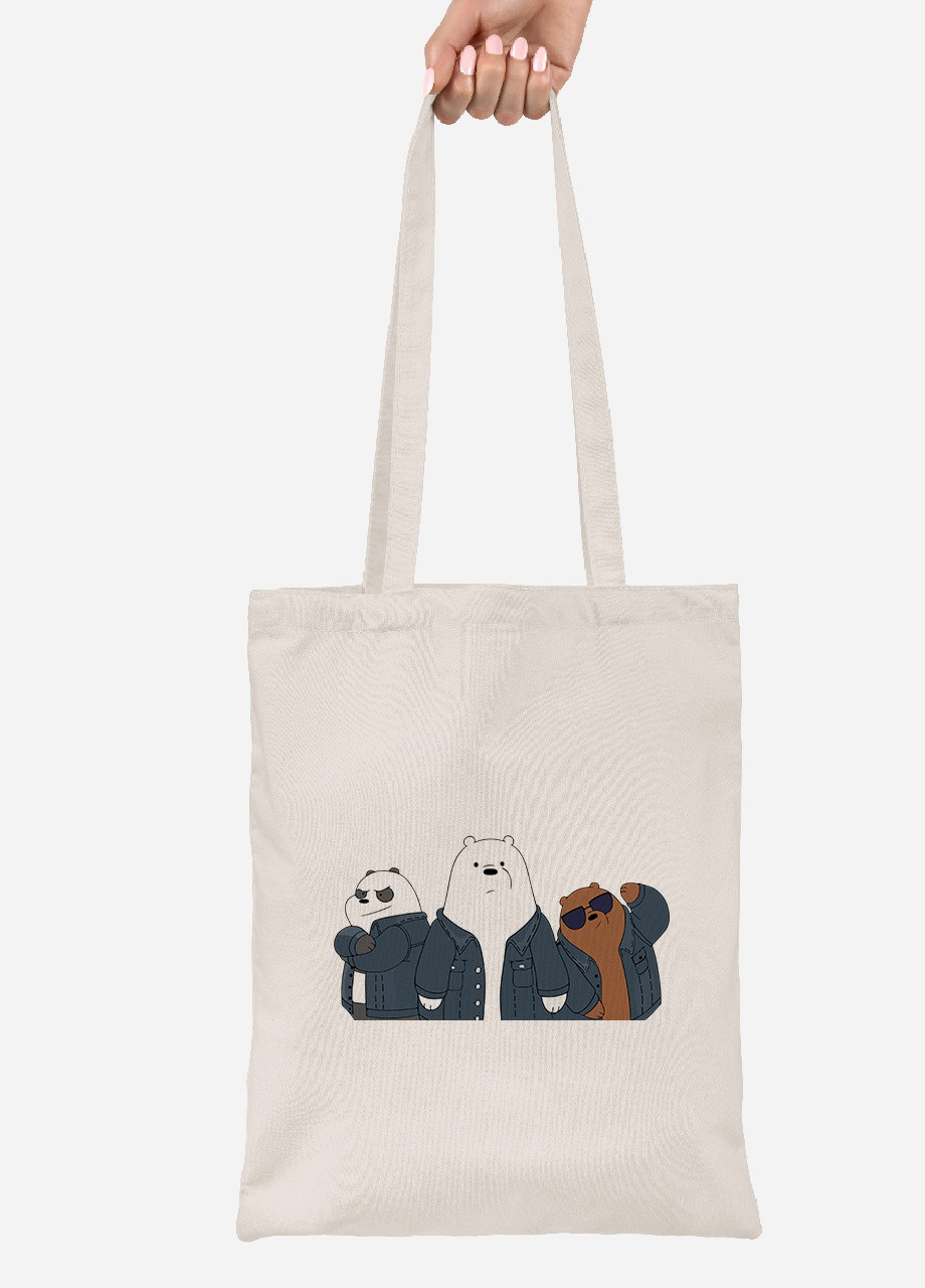 Еко-сумка шоппер Вся правда про ведмедів (We Bare Bears) (92102-2895-BG) бежева MobiPrint Lite (256924851)