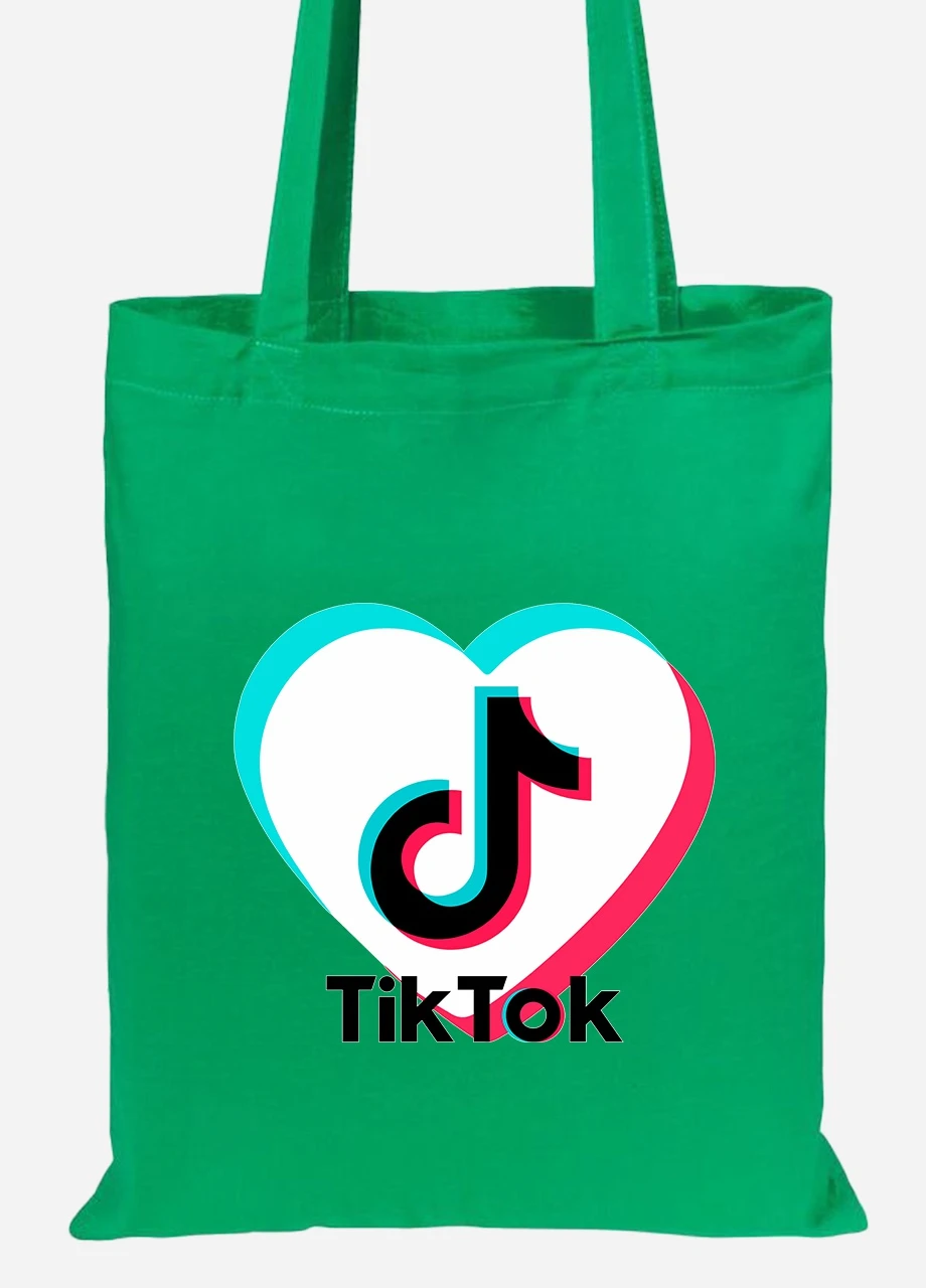 Эко сумка шопер Tik Tok (92102-1941-KG) зеленая MobiPrint Lite (256922252)