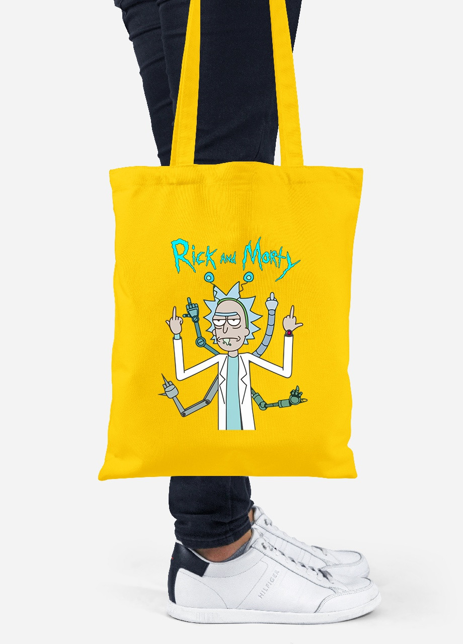 Еко-сумка шоппер Рік Санчез Рік та Морті (Rick Sanchez Rick and Morty) (92102-2948-SY) жовта MobiPrint Lite (256923736)
