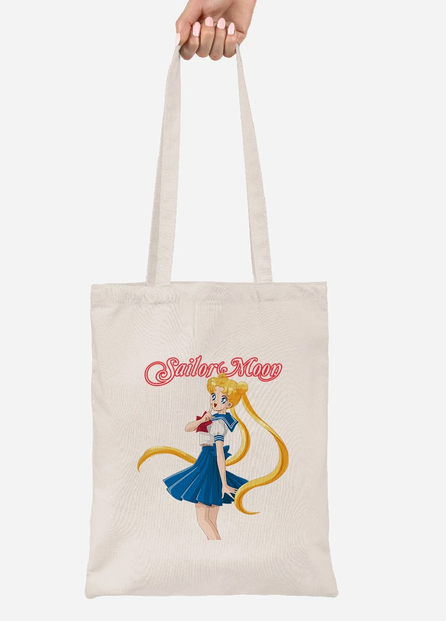 Эко сумка шопер Сейлор Мун (Sailor Moon) (92102-2928-BG) бежевая MobiPrint Lite (256924903)