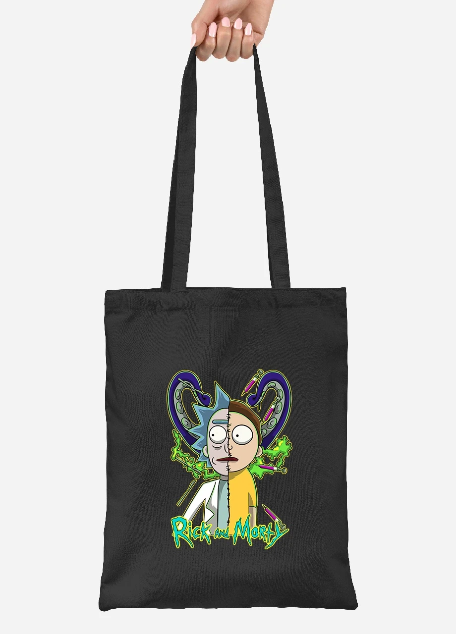 Эко сумка шопер Рик Санчез Рик и Морти (Rick Sanchez Rick and Morty) (92102-2935-BK) черная MobiPrint Lite (256920578)