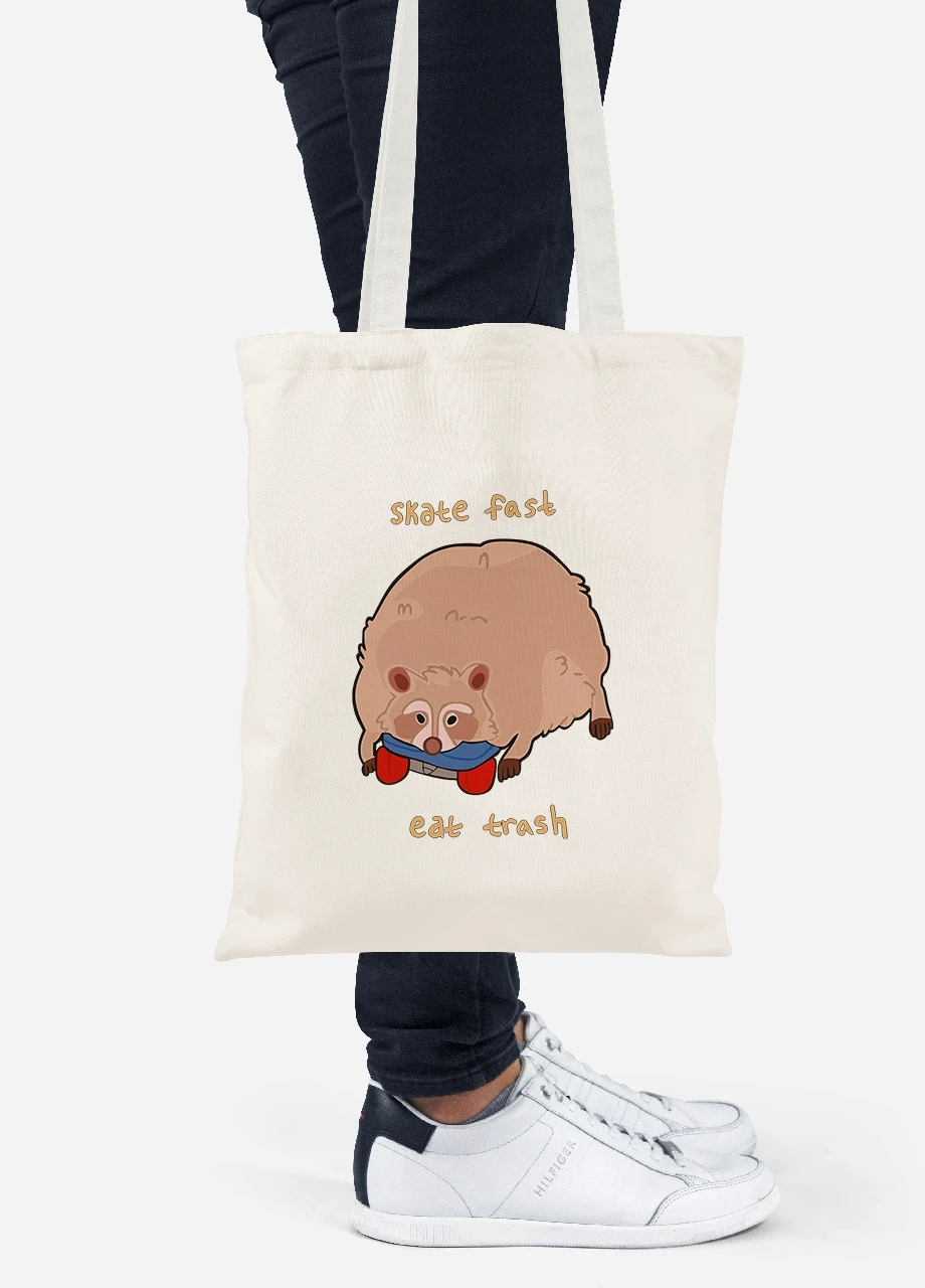 Еко-сумка шоппер Товстий єнот (92102-2051-BG) бежева MobiPrint Lite (256922254)