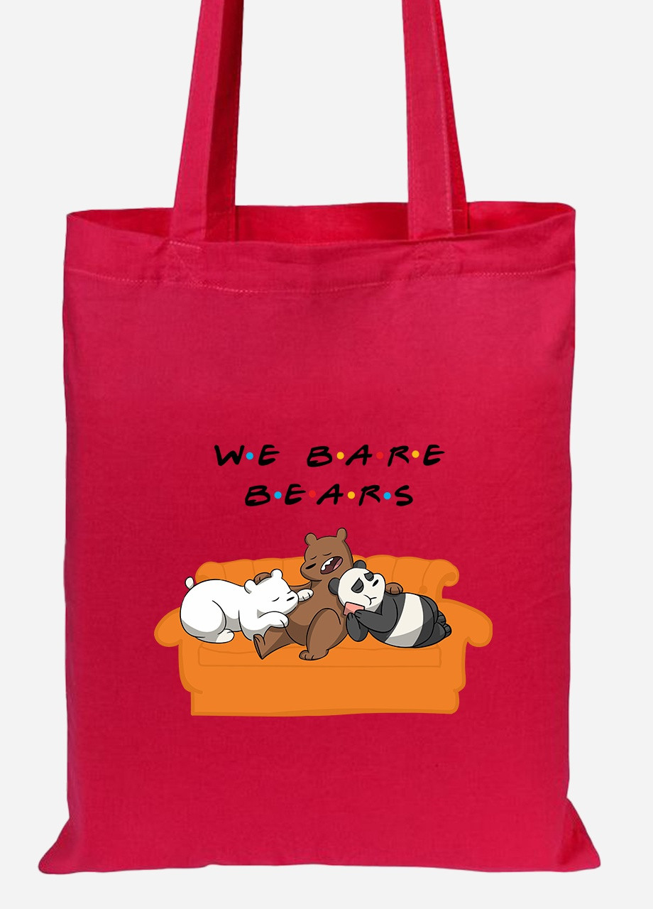 Эко сумка шопер Вся правда о медведях (We Bare Bears) (92102-2890-RD) красная MobiPrint lite (256920430)