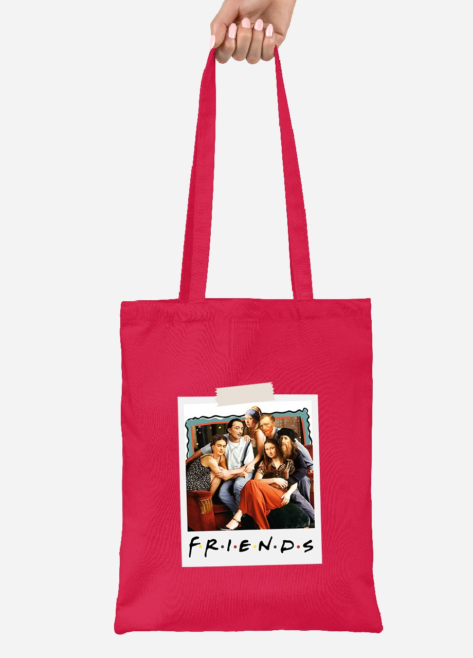 Эко сумка шопер Друзья Ван Гог и Фрида Кало и Мона Ліза (92102-2954-RD) красная MobiPrint lite (256920360)