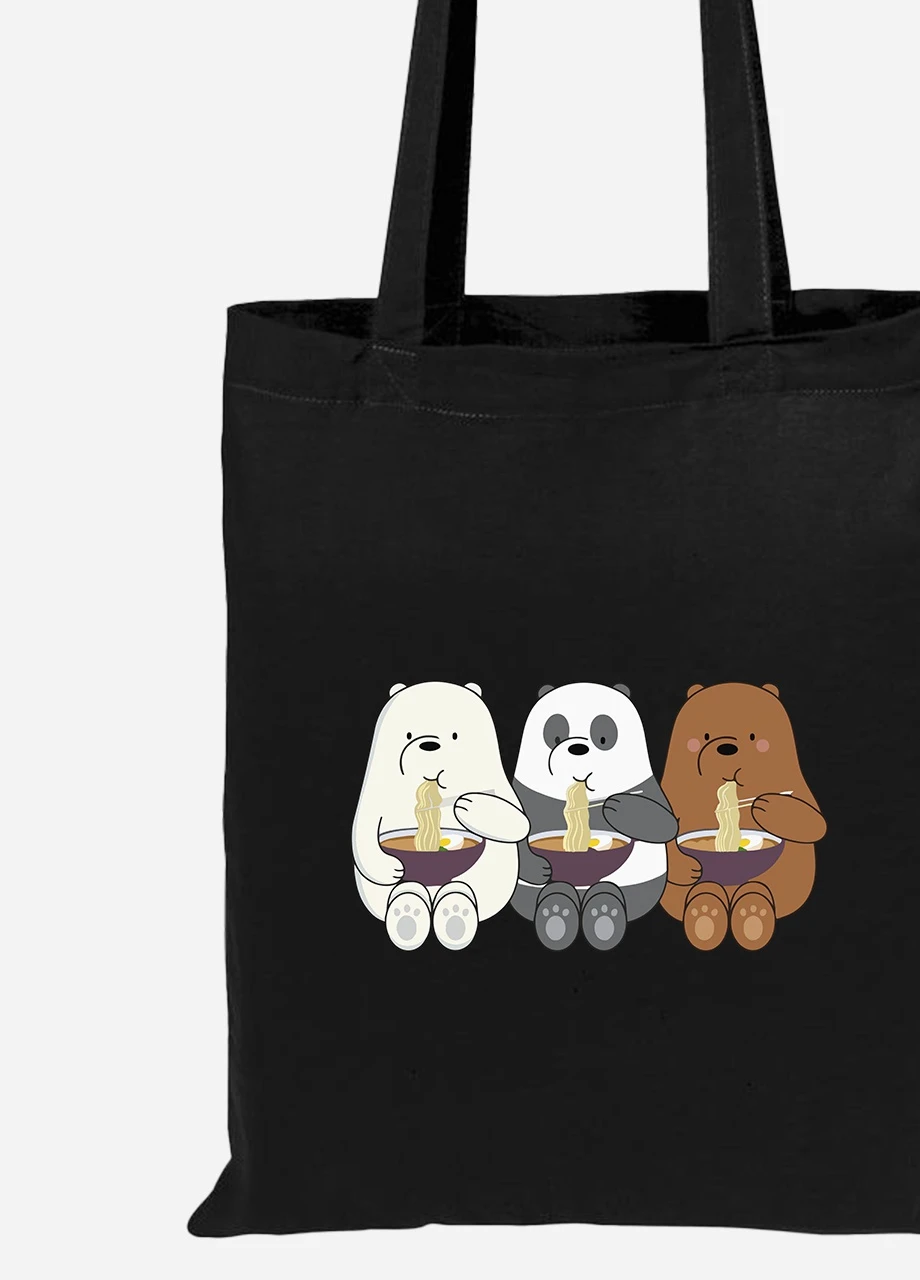 Эко сумка шопер Вся правда о медведях (We Bare Bears) (92102-2897-BK) черная MobiPrint Lite (256922919)