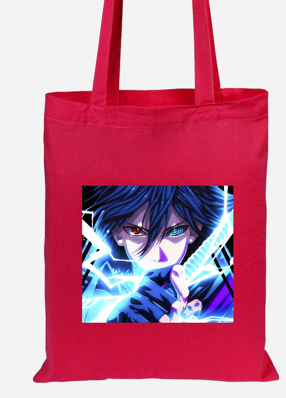 Еко-сумка шоппер Саске Наруто (Uchiha Sasuke, Naruto) (92102-3084-RD) червона MobiPrint Lite (256924565)