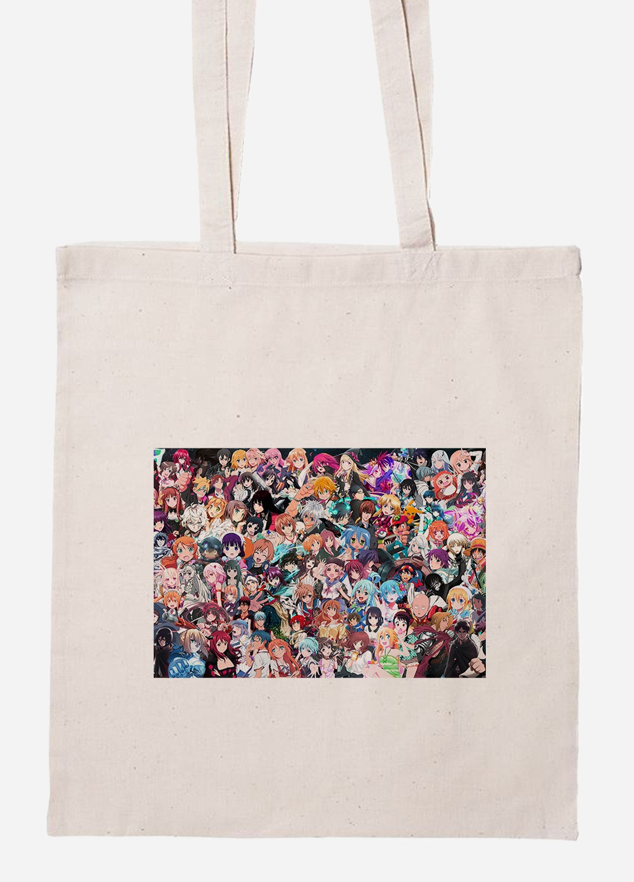 Эко сумка шопер Аниме (Anime) (92102-3108-BG) бежевая MobiPrint lite (256920902)